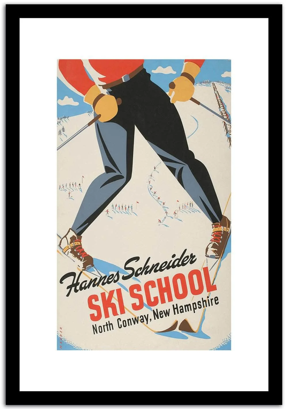 Hannes Scnheider Ski School Vintage Framed Travel Poster