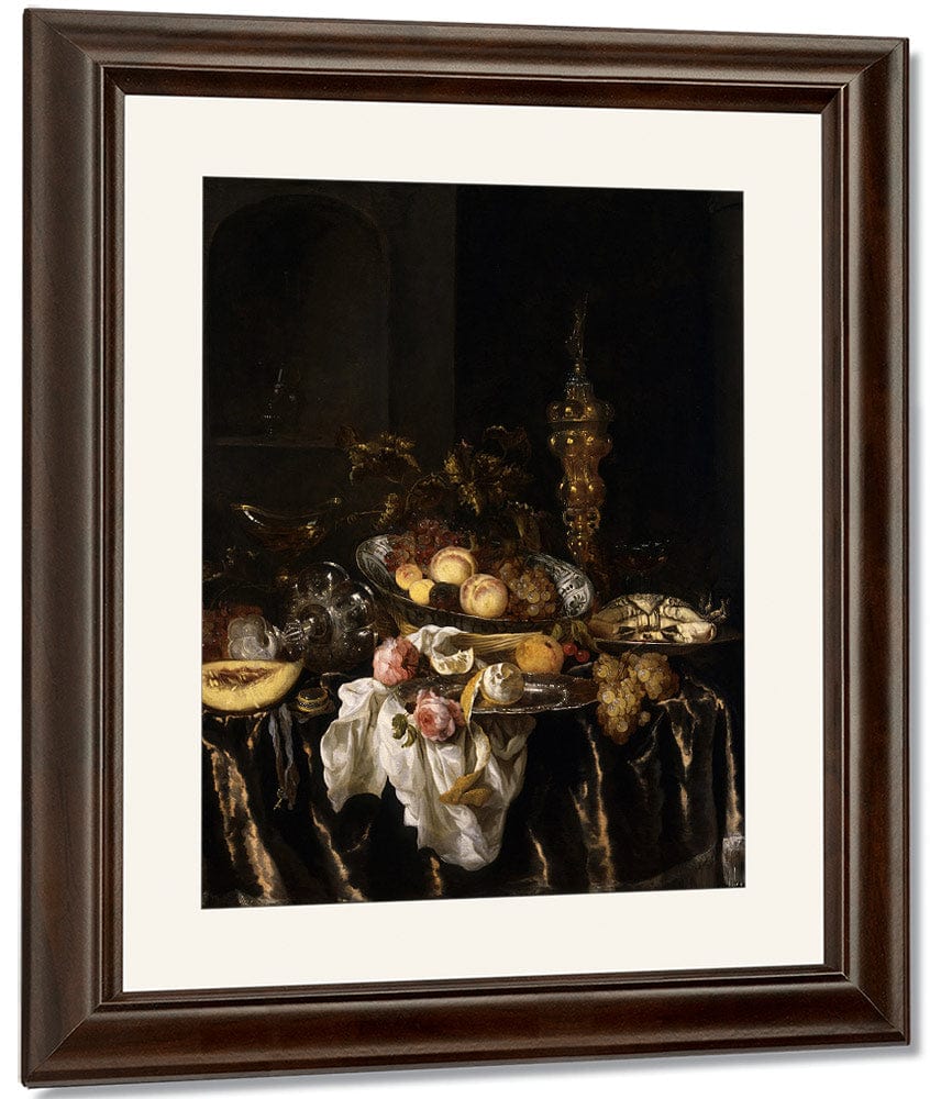 A Banquet Still Life With Roses By Abraham Van Beyeren - Image 4