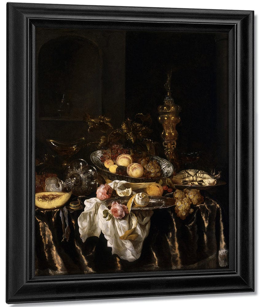 A Banquet Still Life With Roses By Abraham Van Beyeren - Image 7