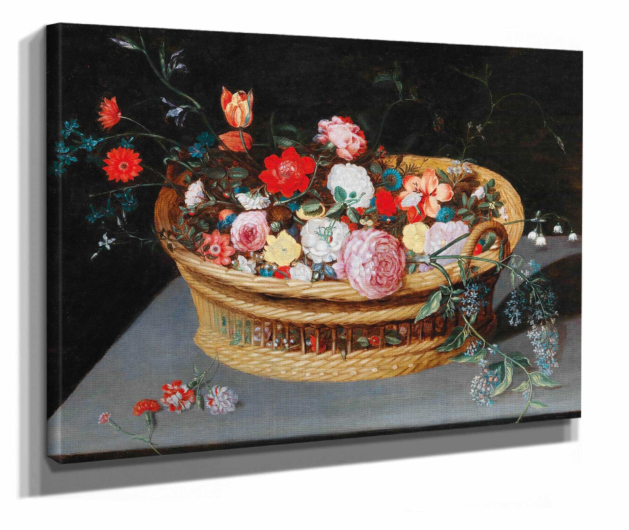 A Basket With Spring Flowers On A Stone Table by Jan Brueghel The Younger - Image 2