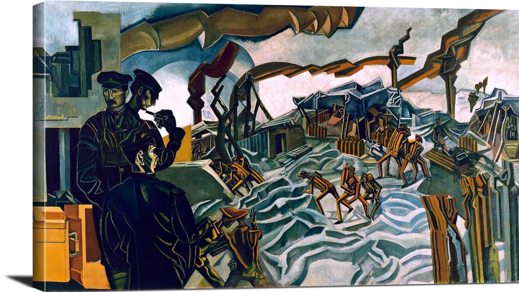 A Battery Shelled Painting Percy Wyndham Lewis Canvas Art - Image 3