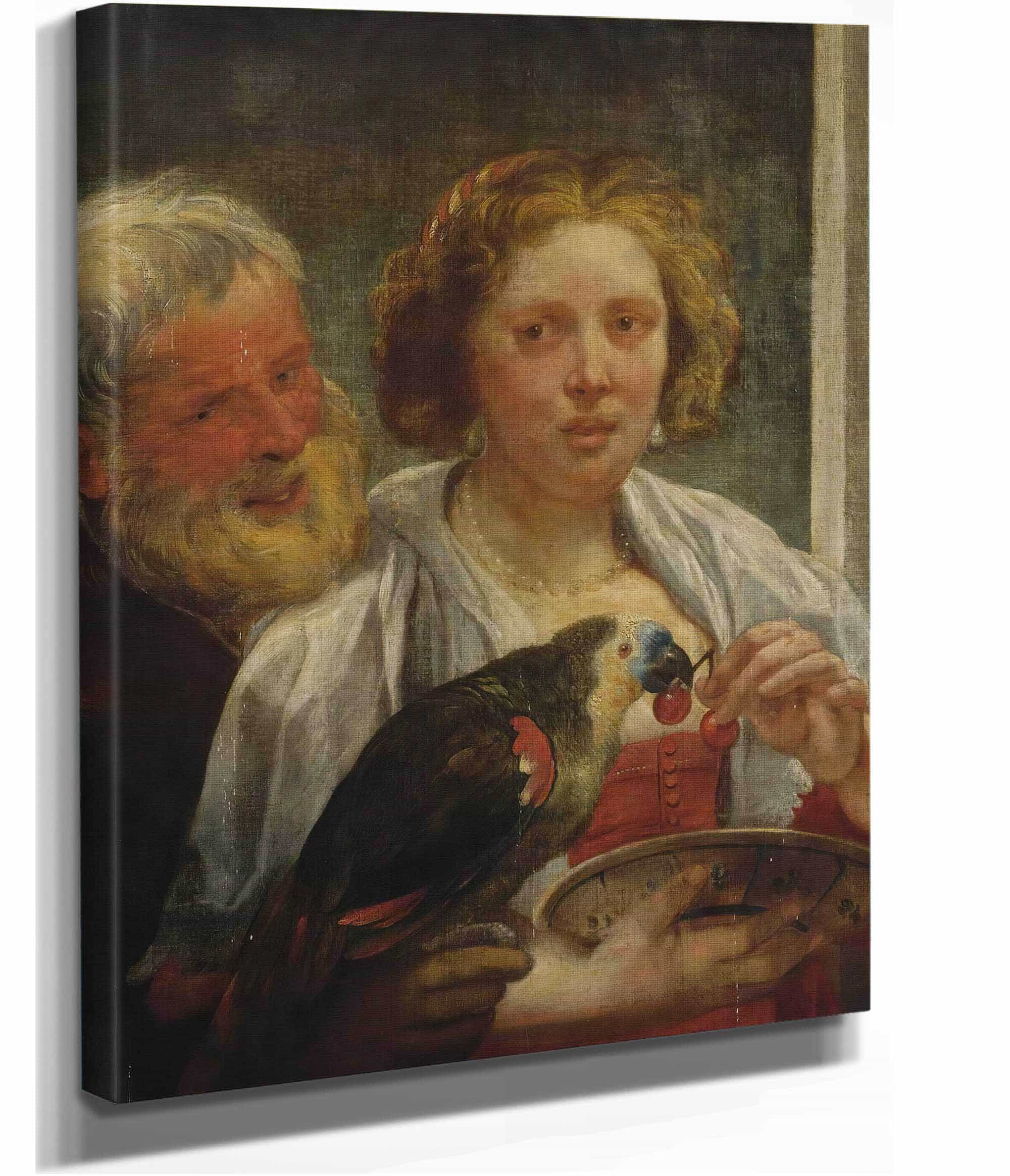 A Bearded Man And A Woman With A Parrot Unrequited Love by Jacob Jordaens - Image 2