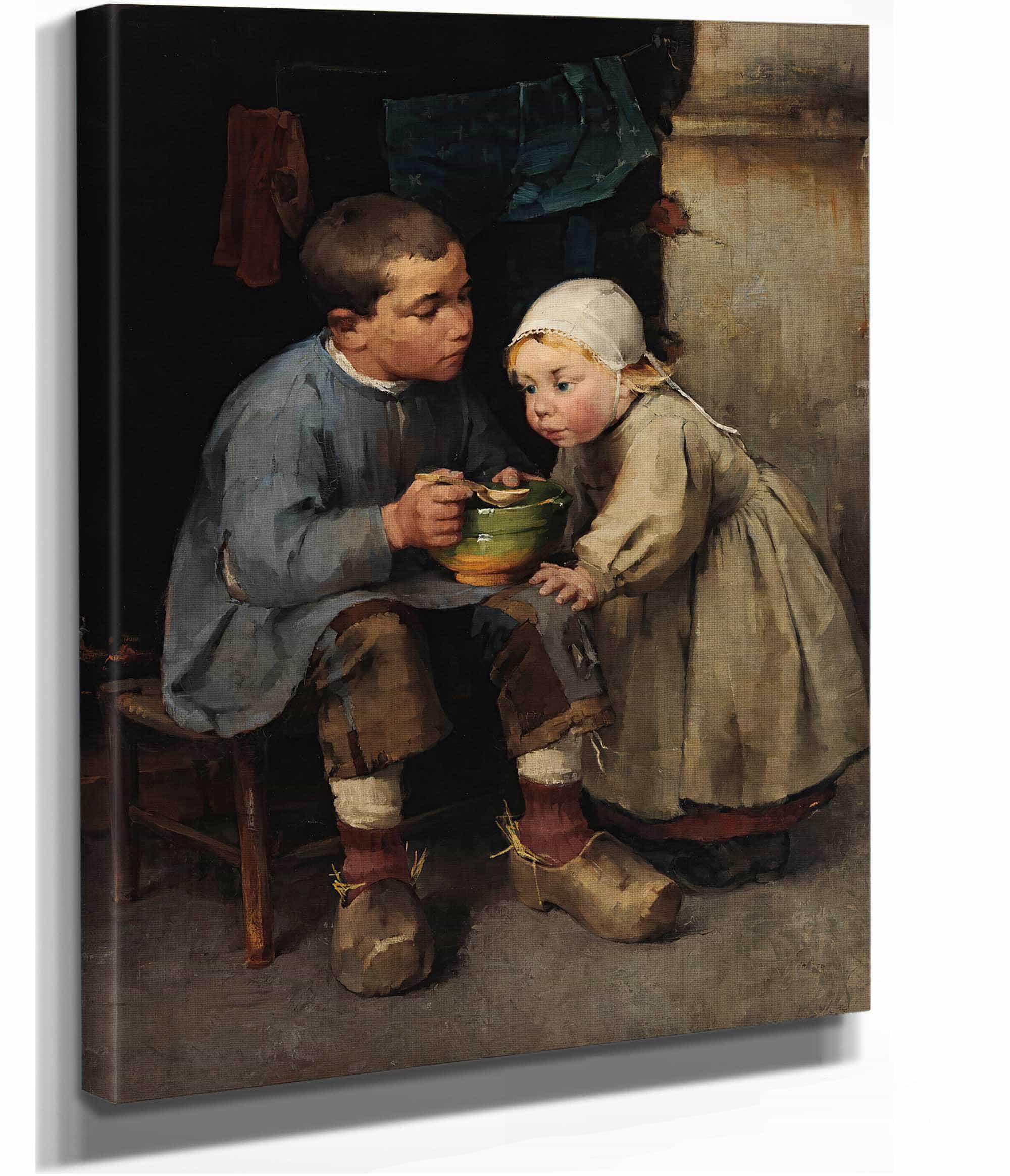 A Boy Feeding His Little Sister by Helene Schjerfbeck - Image 2