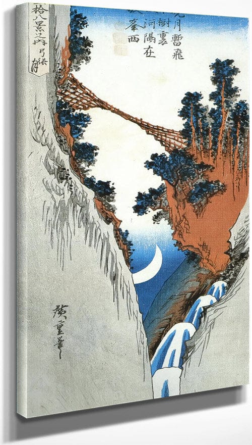 A Bridge Across A Deep Gorge By Hiroshige - Image 3