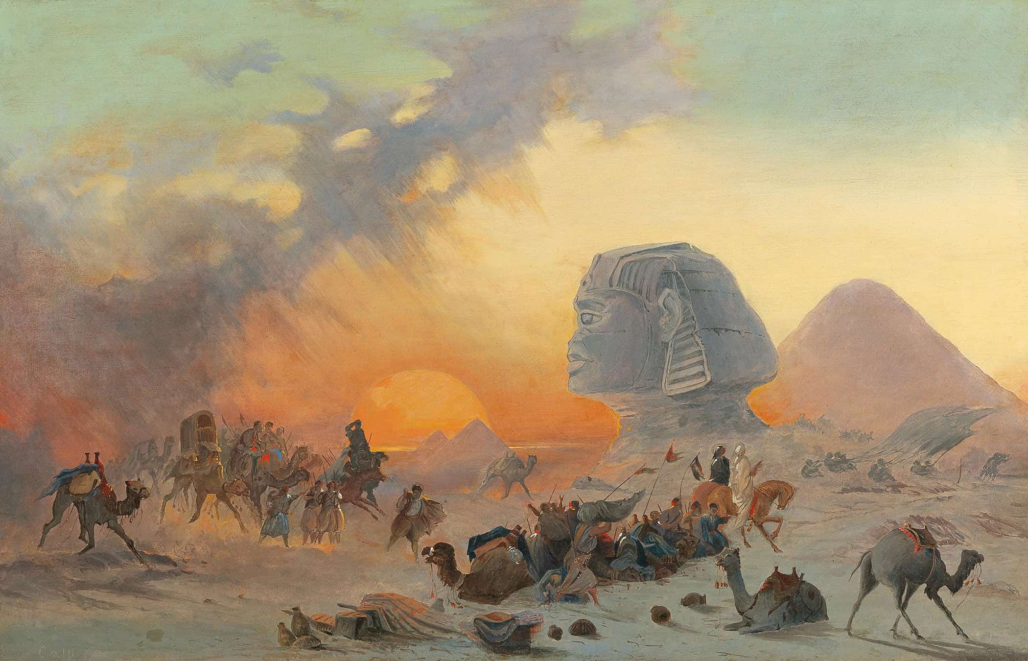 A Caravan In The Desert In A Simoom by Ippolito Caffi - Image 2