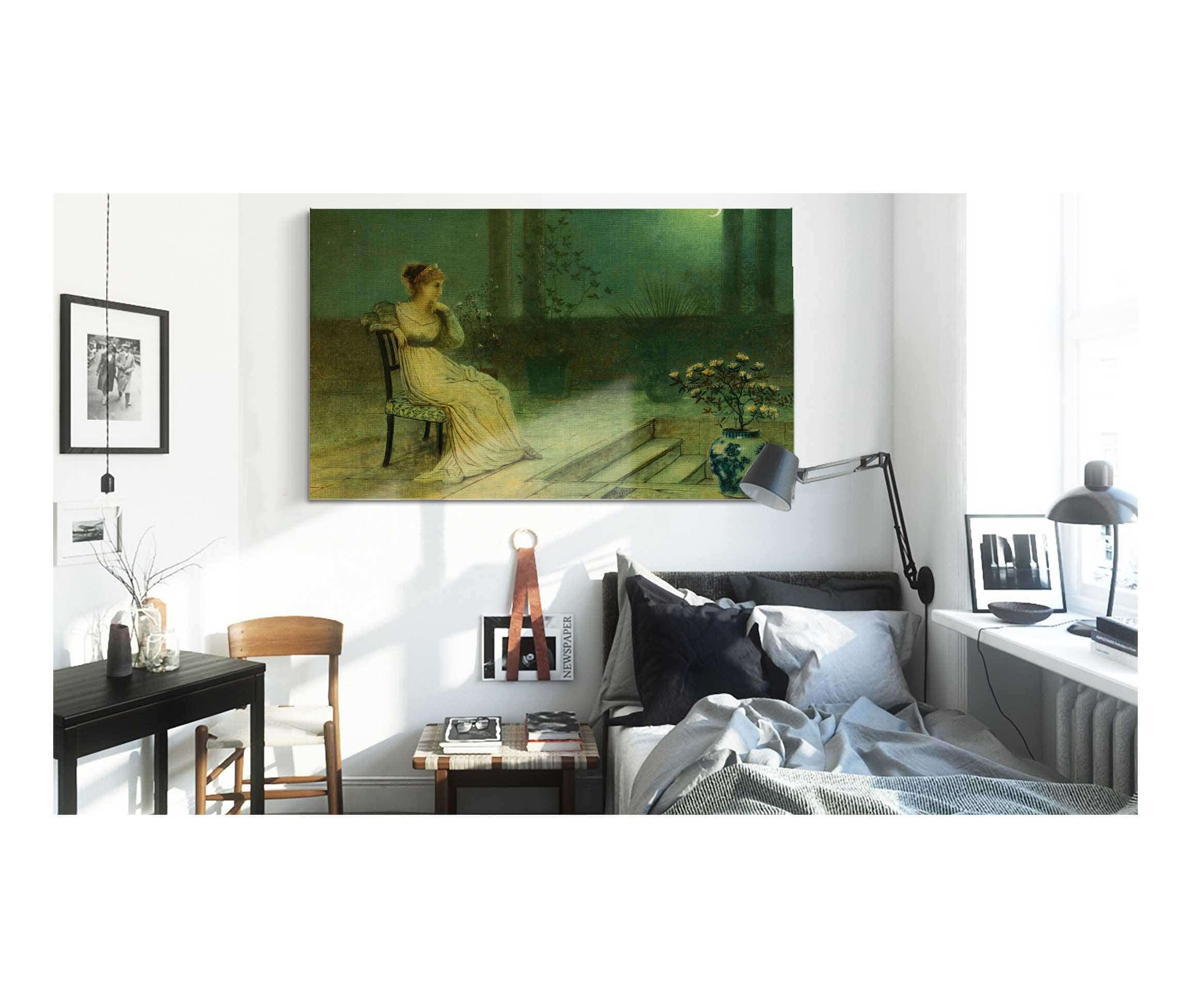 A Classical Maiden Seated On A Terrace By Moonlight by John Atkinson Grimshaw - Image 3