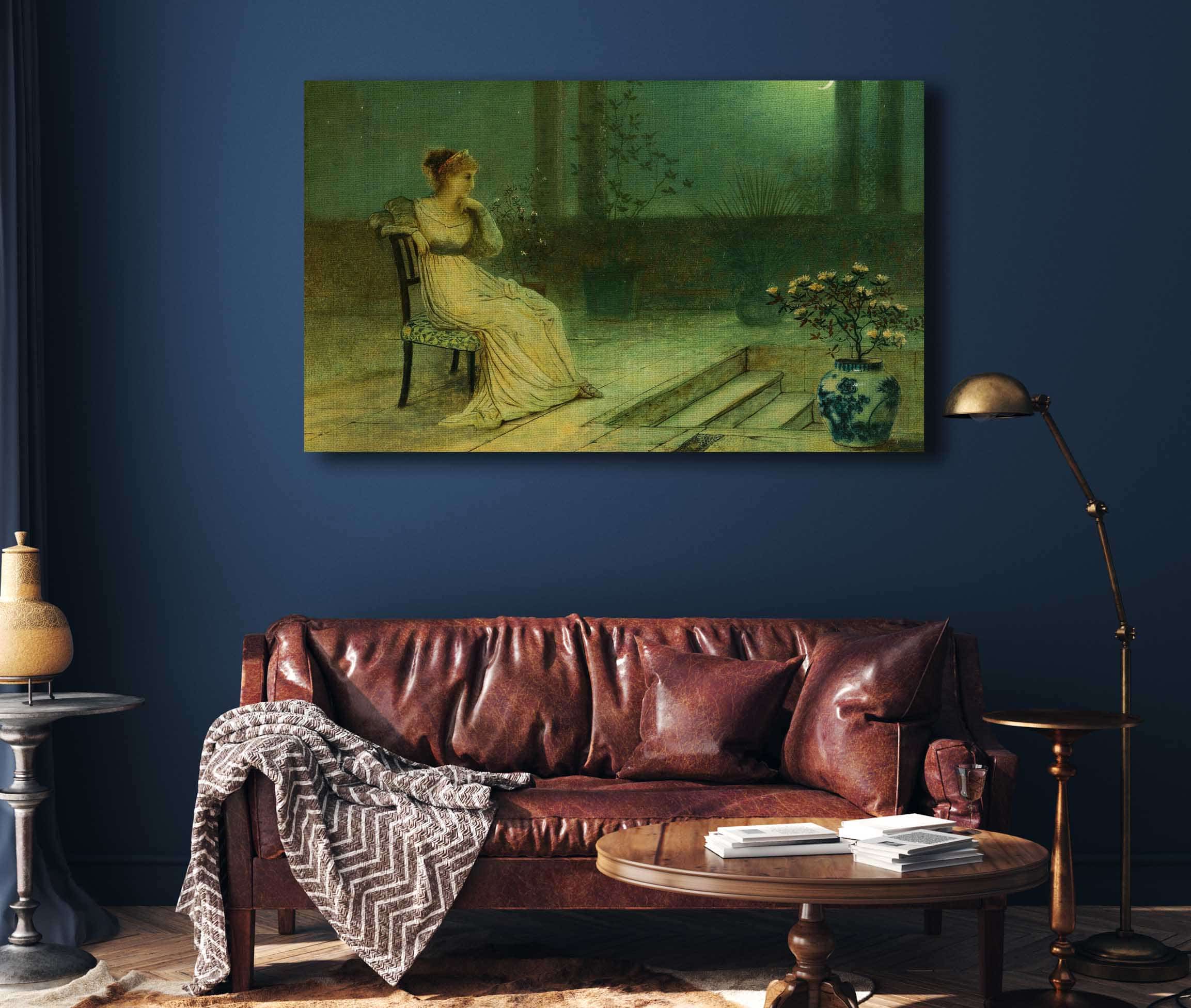 A Classical Maiden Seated On A Terrace By Moonlight by John Atkinson Grimshaw - Image 4