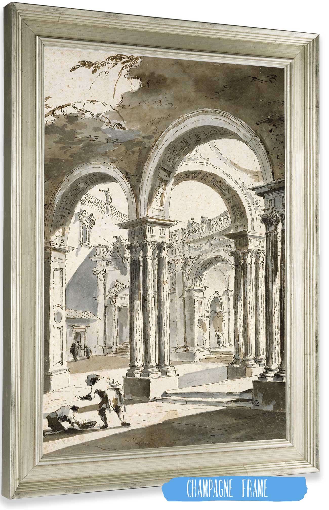 A Colonnade Partly Ruined With Figures by Francesco Guardi