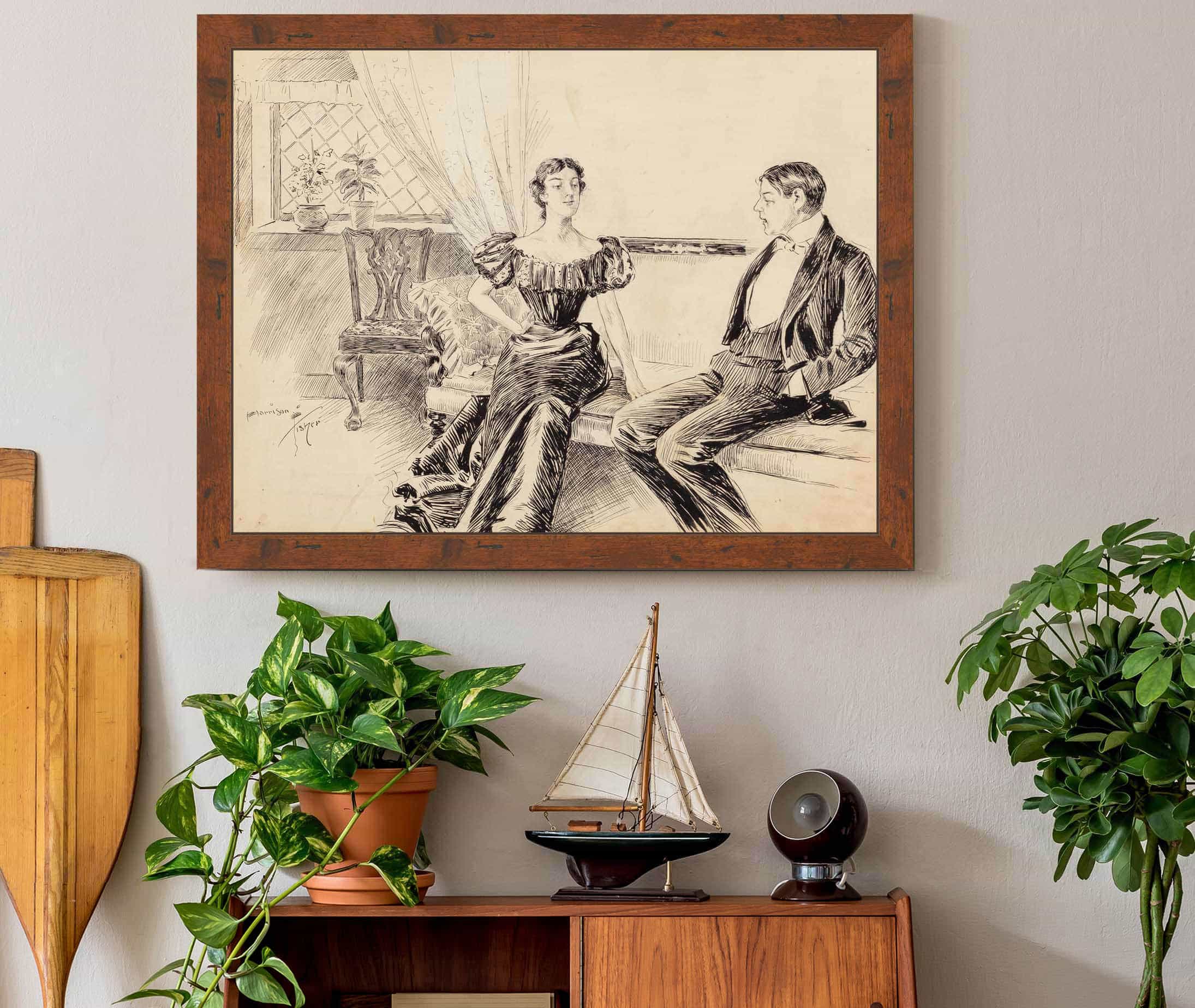 A Couple In The Parlor by Harrison Fisher - Image 3