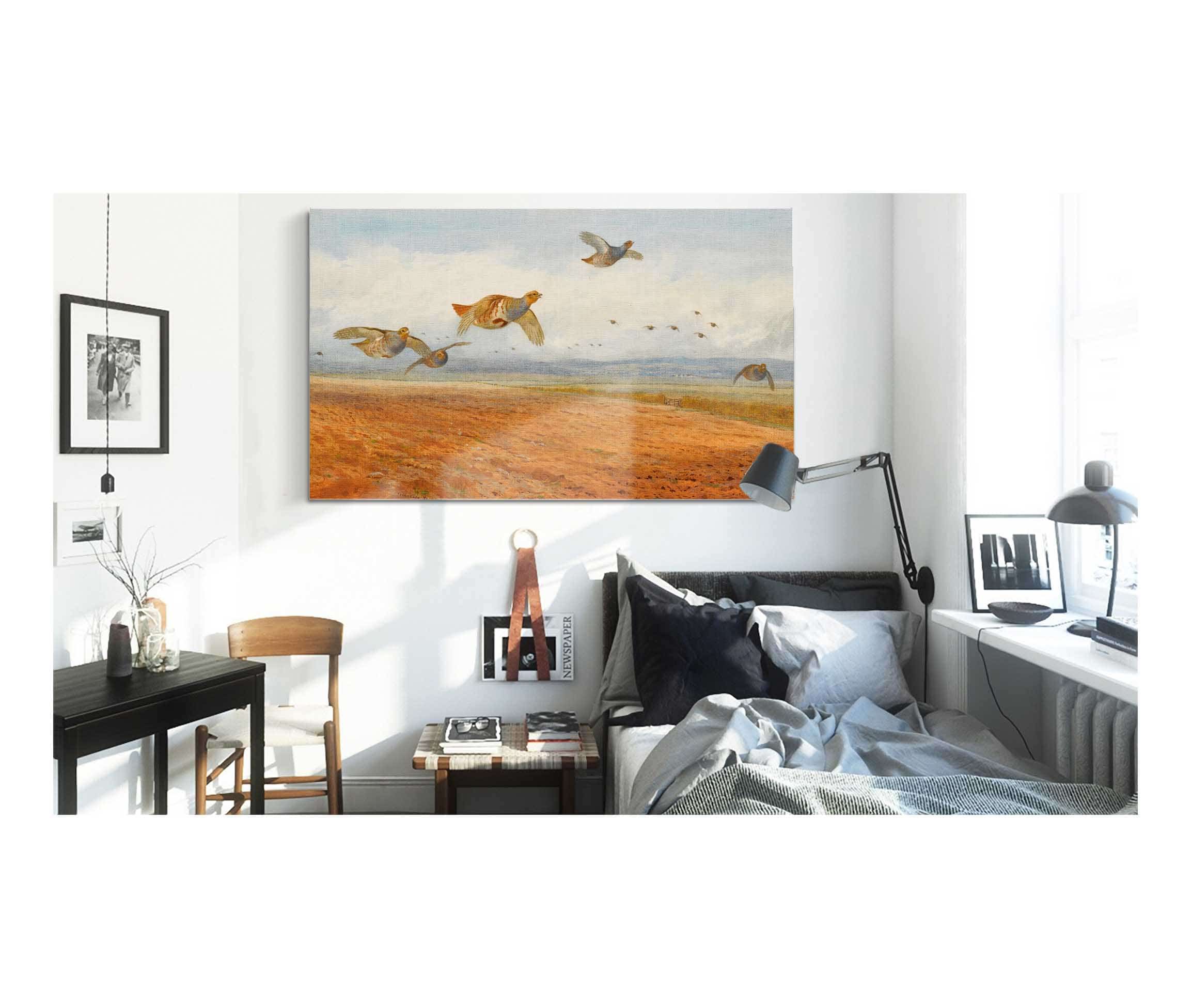 A Covey Of Grey Partridge In Flight by Archibald Thorburn - Image 3