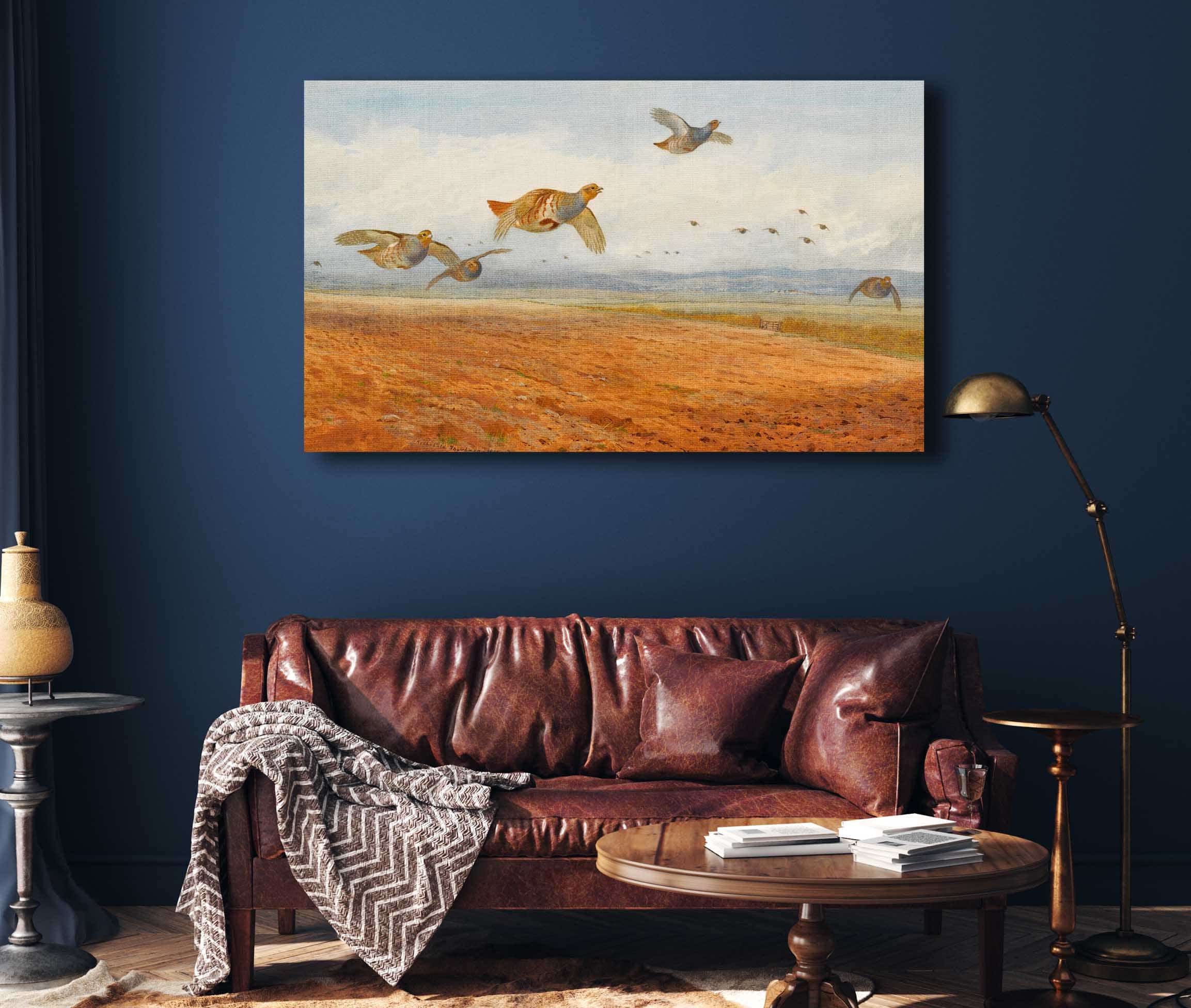 A Covey Of Grey Partridge In Flight by Archibald Thorburn - Image 4