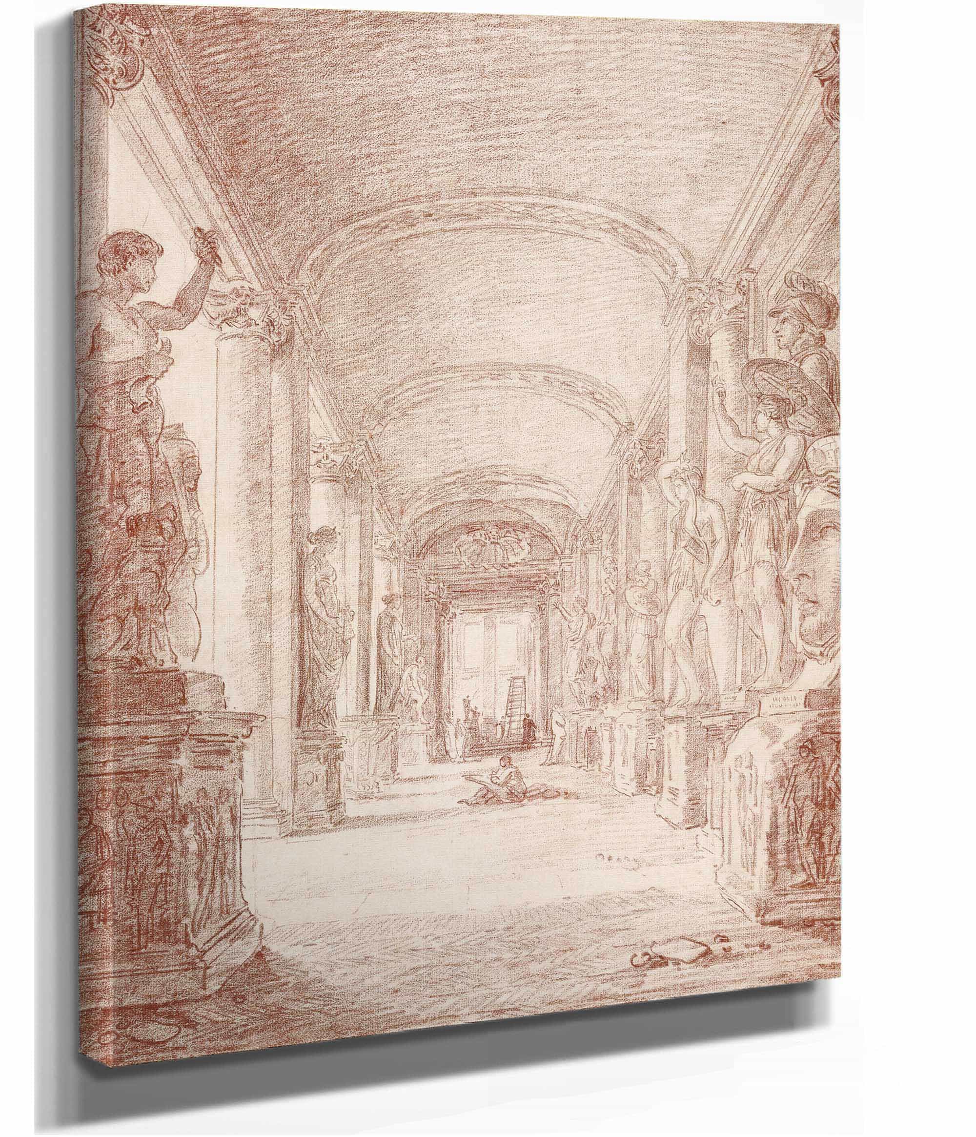 A Draftsman In The Capitoline Gallery by Hubert Robert - Image 2