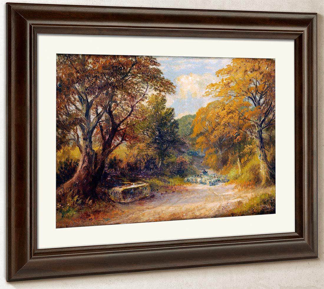 A Drover With Sheep On A Path In A Wooded Landscape By George Turner - Image 5
