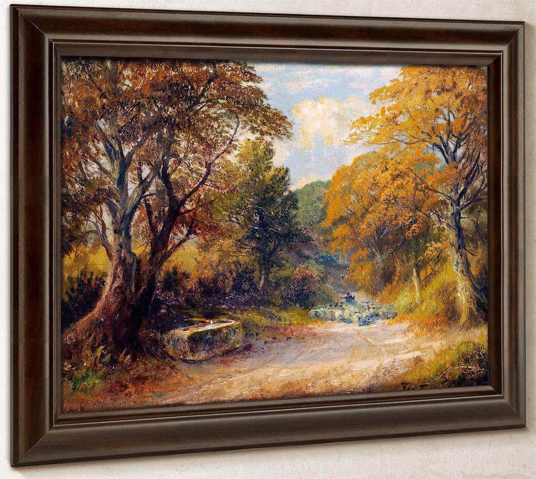 A Drover With Sheep On A Path In A Wooded Landscape By George Turner - Image 6