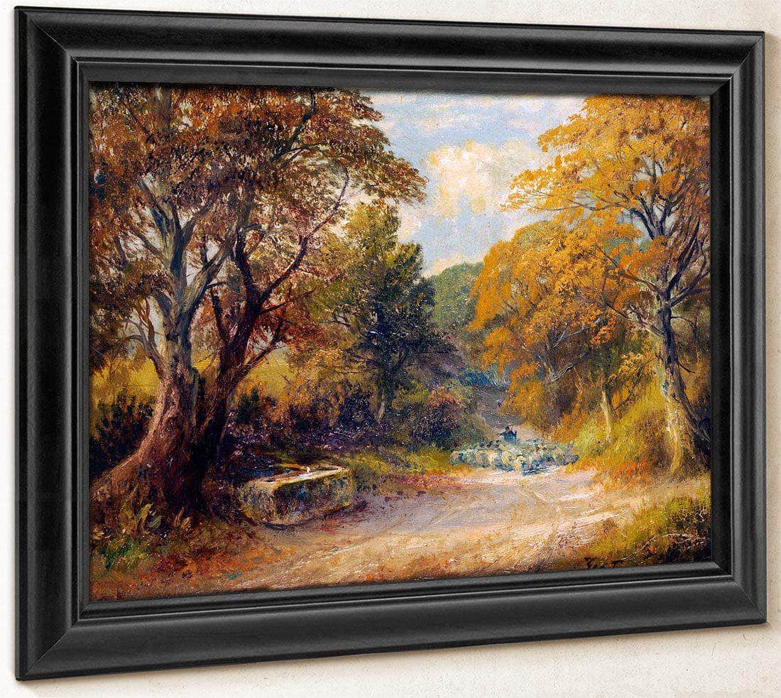A Drover With Sheep On A Path In A Wooded Landscape By George Turner - Image 8