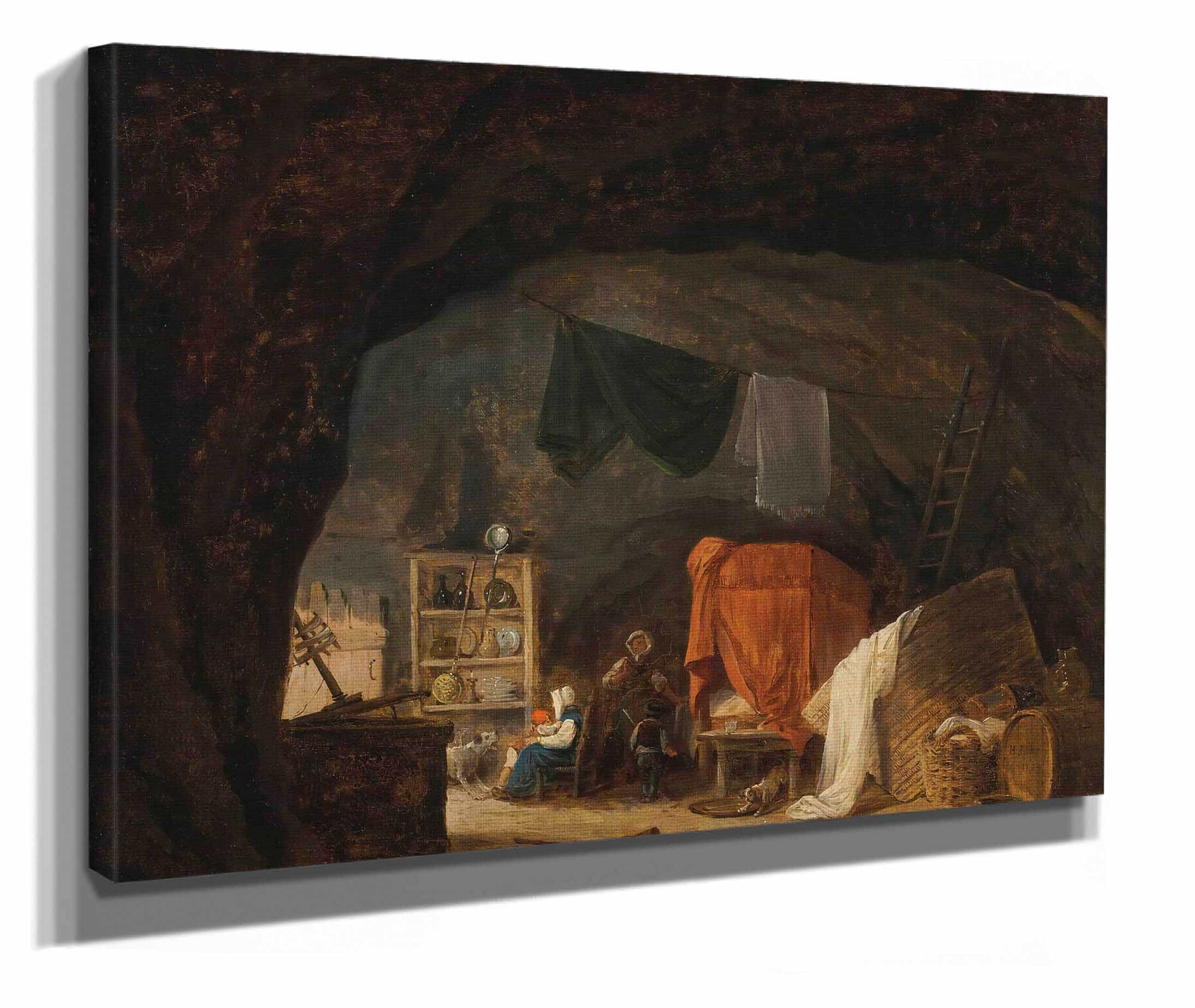 A Family In A Cave Interior by Hubert Robert - Image 2