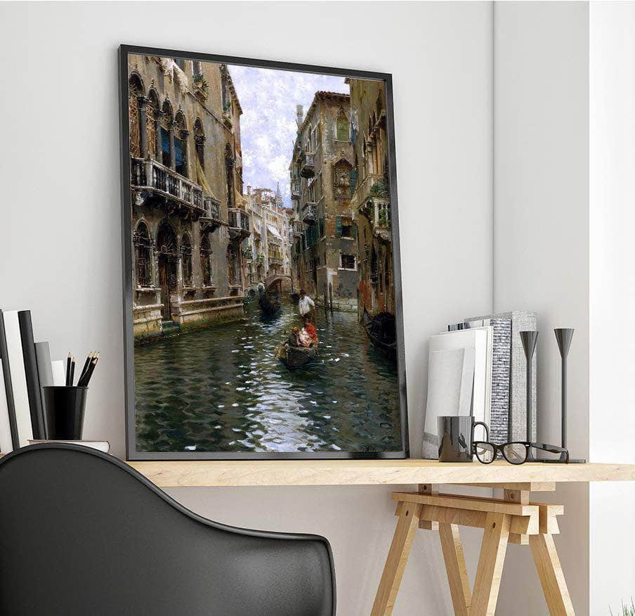 A Family Outing On A Venetian Canal Painting Rubens Santoro Canvas Art - Image 4