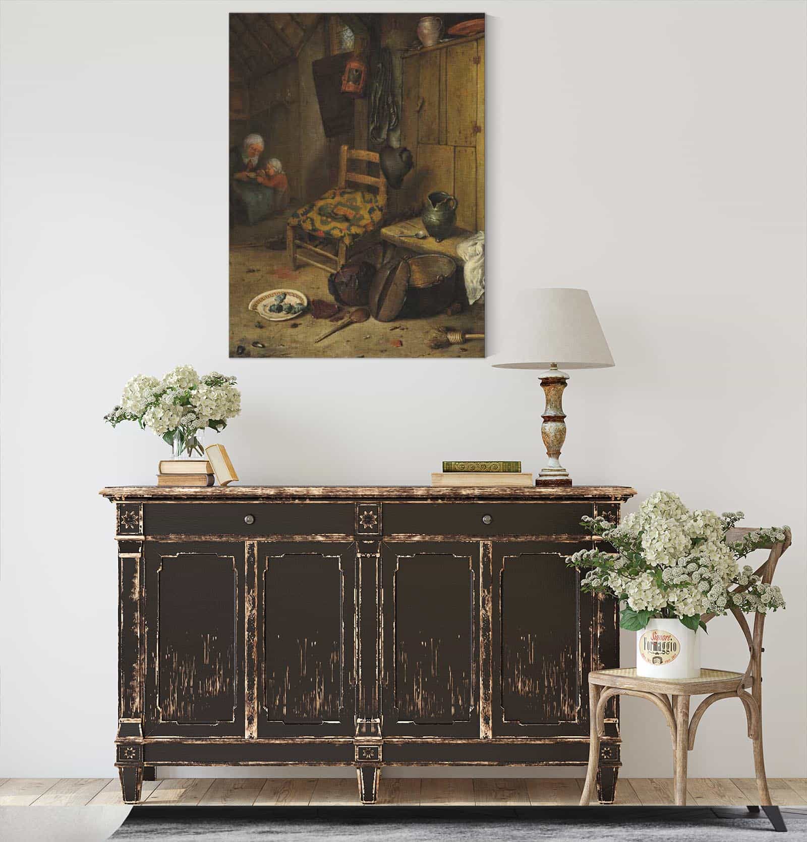 A Kitchen Interior With A Mother And Child by Adriaen Van Ostade - Image 4