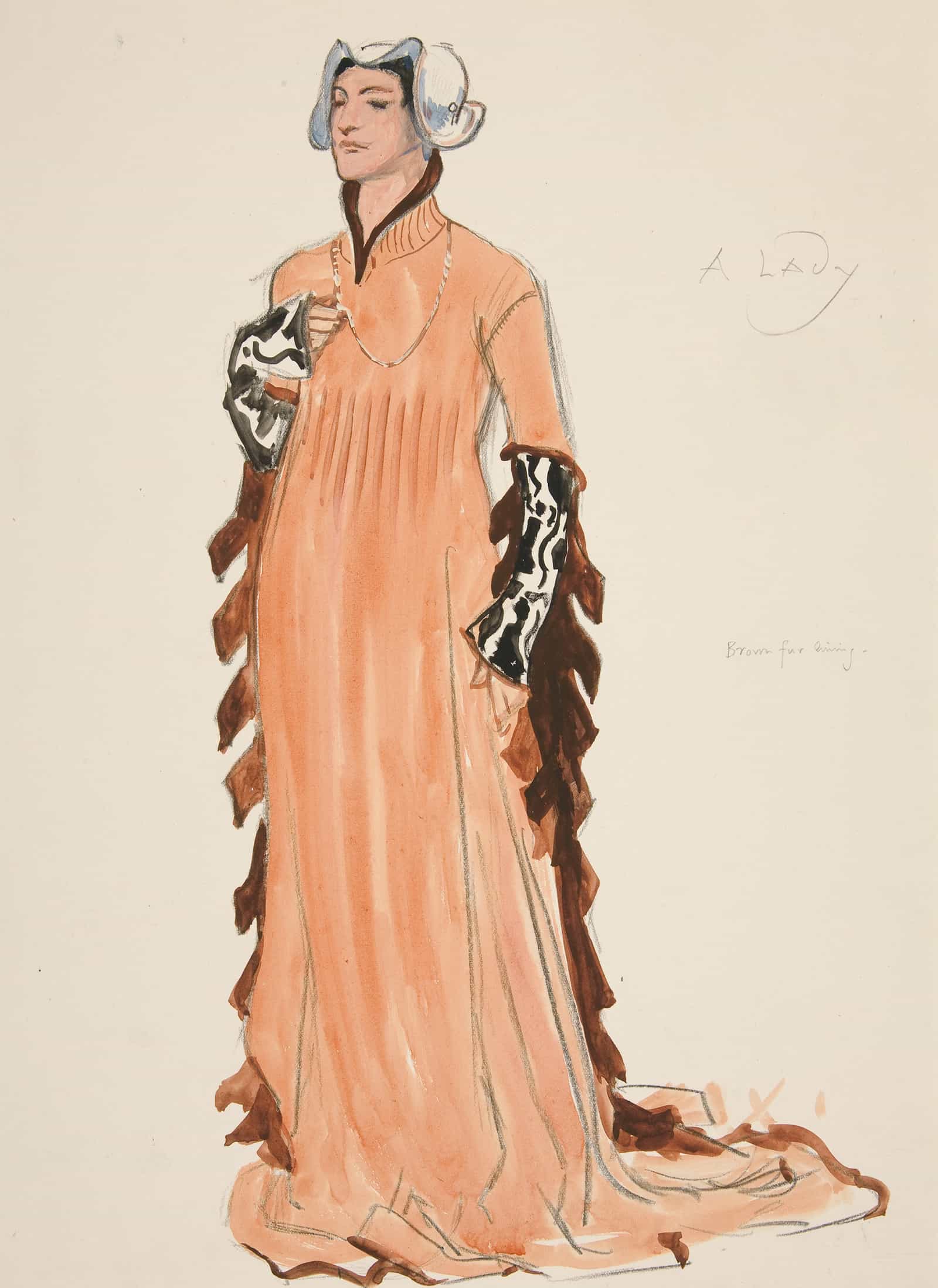 A Lady Costume Sketch For Henry Irvings Planned Production Of King Richard Ii by Edwin Austin Abbey - Image 2