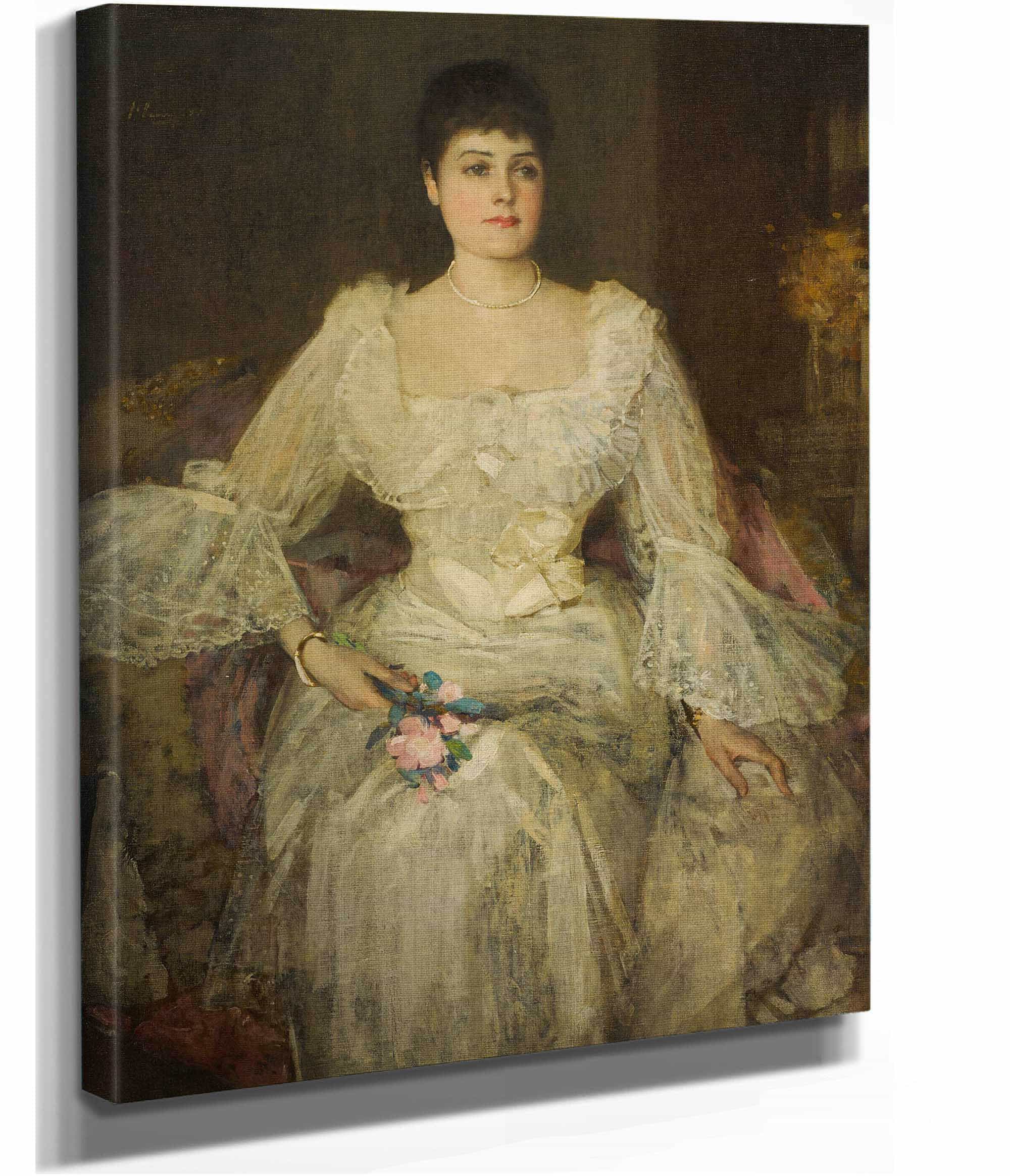 A Lady In White A Portrait Of Lady Lyle by Sir John Lavery - Image 2