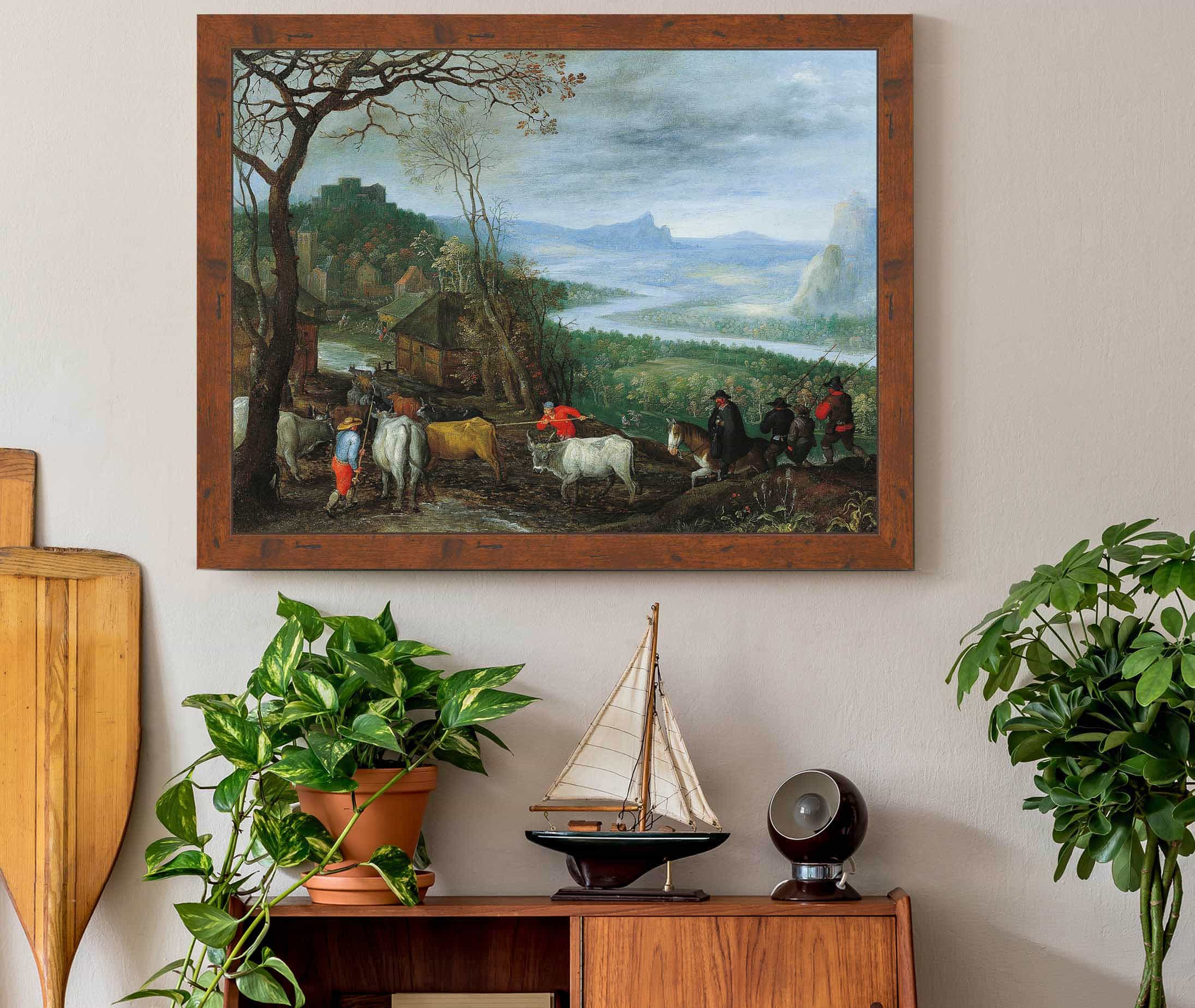 A Landscape With Herdsmen Driving Cattle To A Village by Jan Brueghel The Elder - Image 3