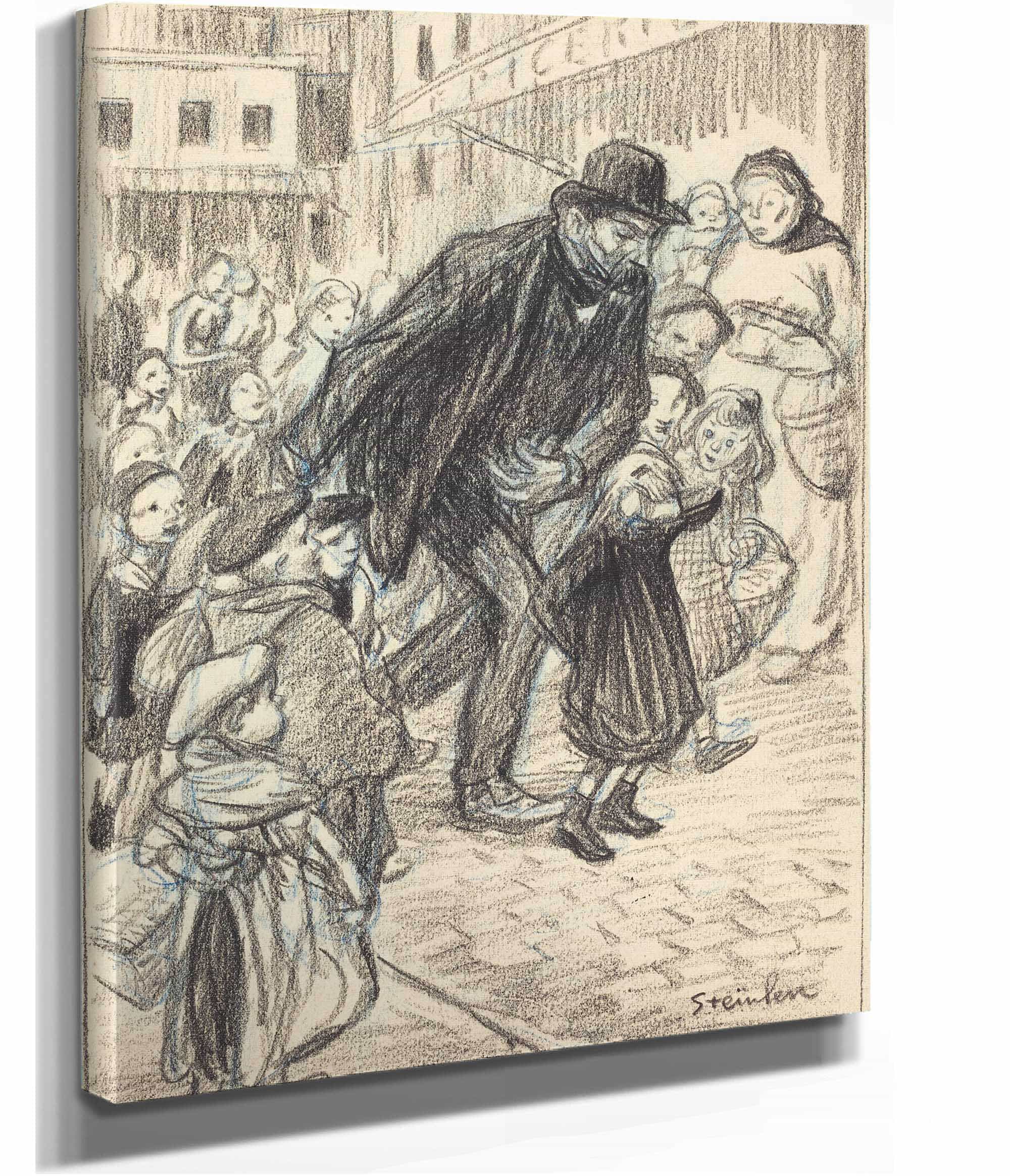 A Man On A City Street Surrounded By Children Un Pere by Theophile Alexandre Steinlen - Image 2