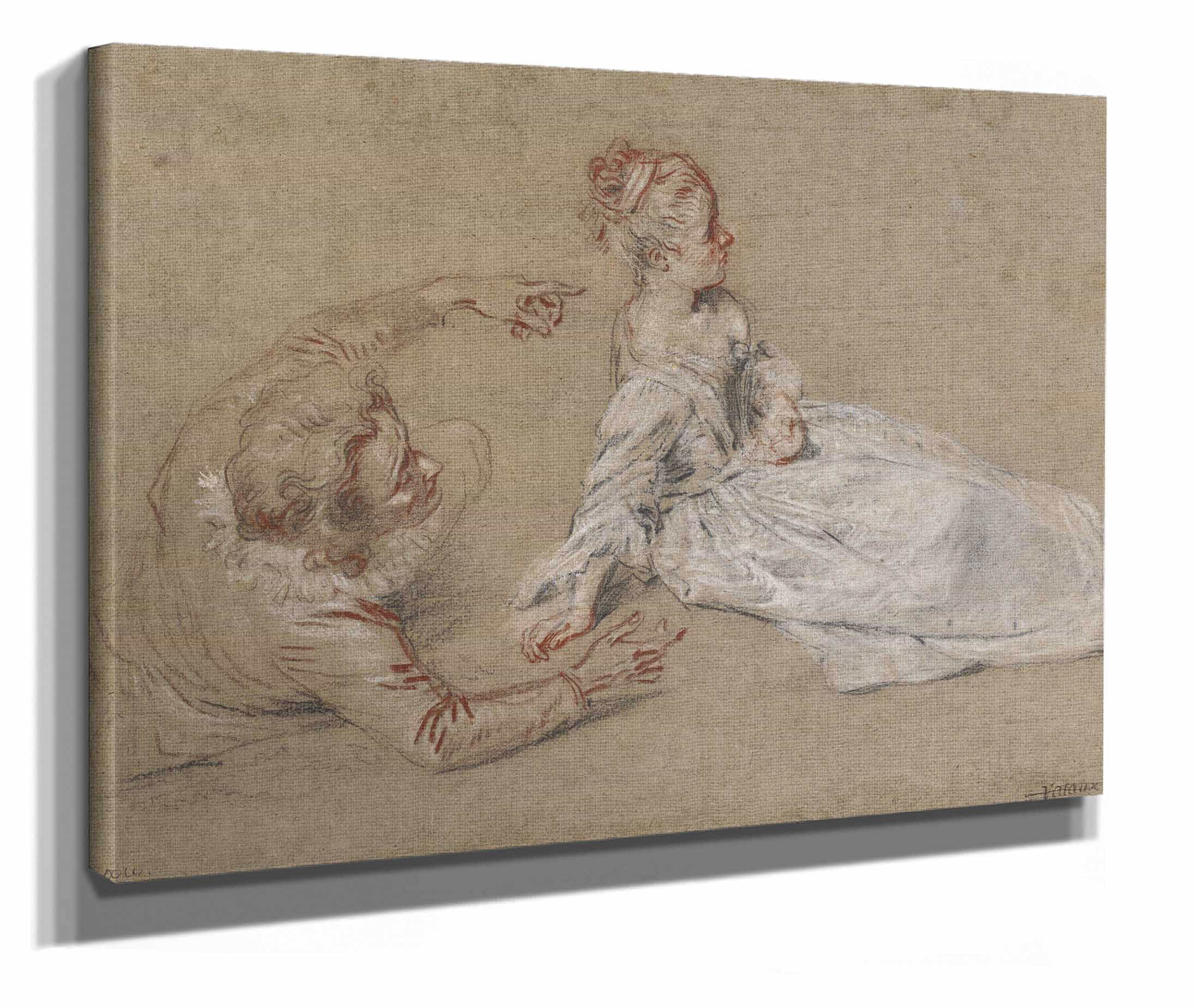 A Man Reclining And A Woman Seated On The Ground by Jean Antoine Watteau - Image 2