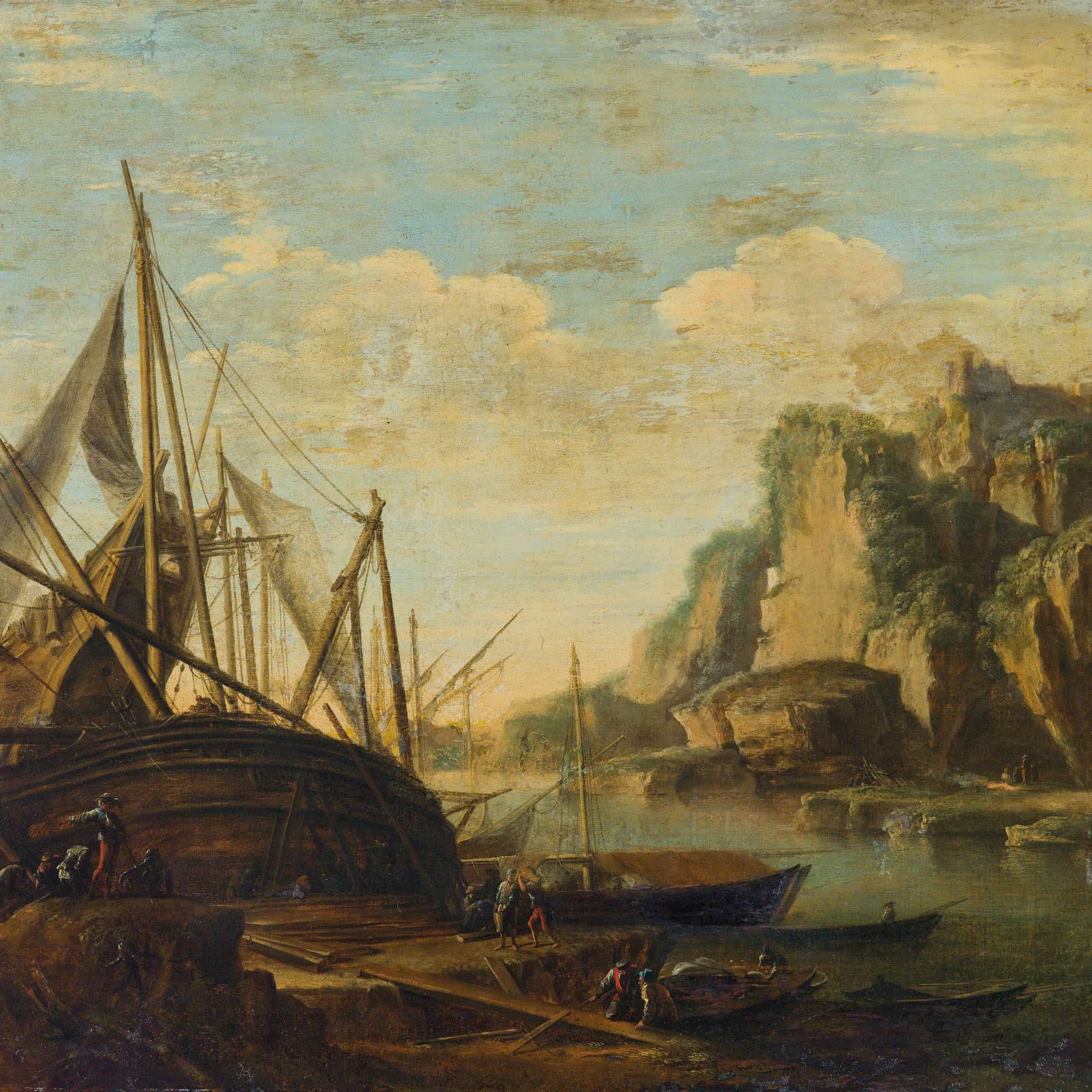 A Mediterranean Coastal Landscape With A Ship by Salvator Rosa - Image 4