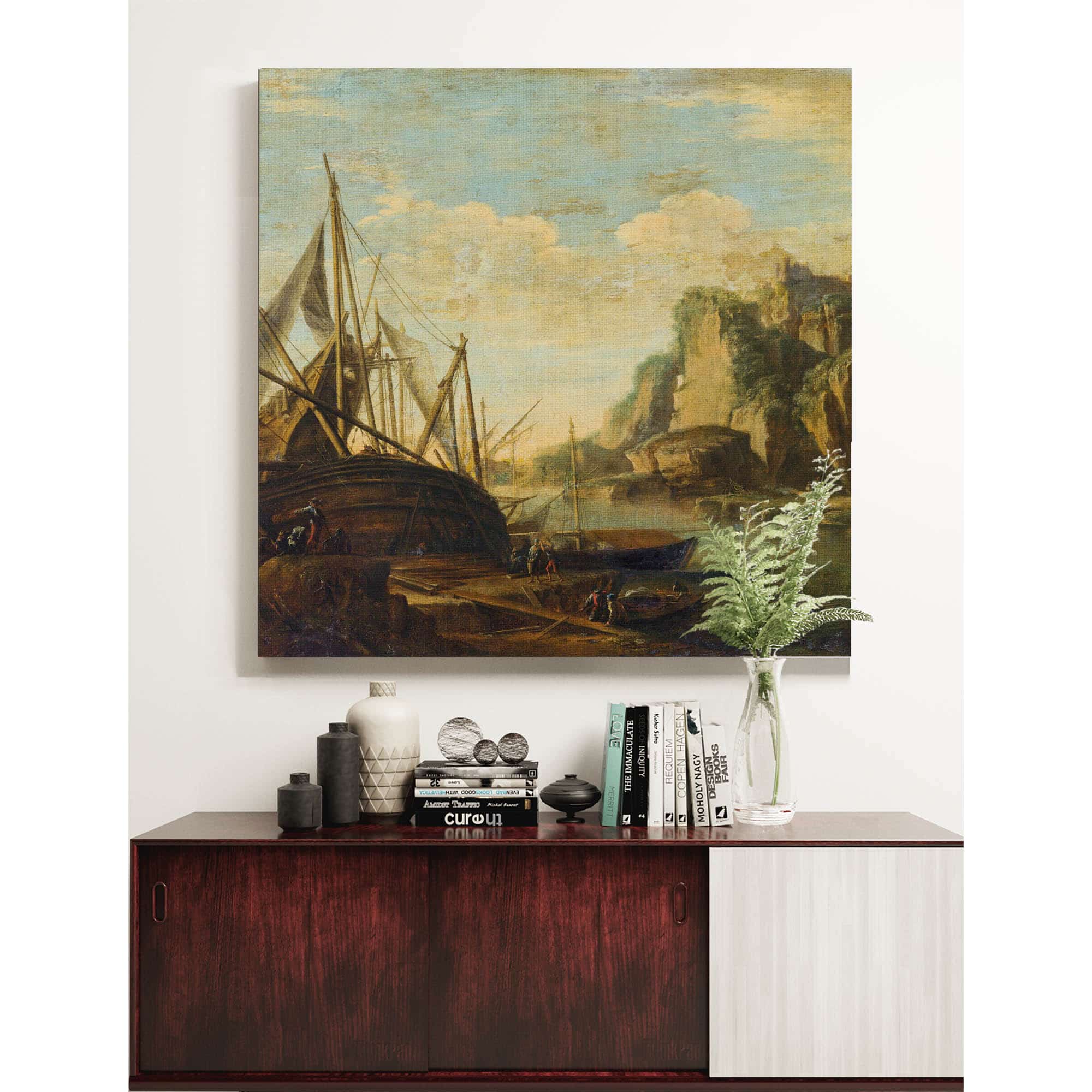 A Mediterranean Coastal Landscape With A Ship by Salvator Rosa - Image 5