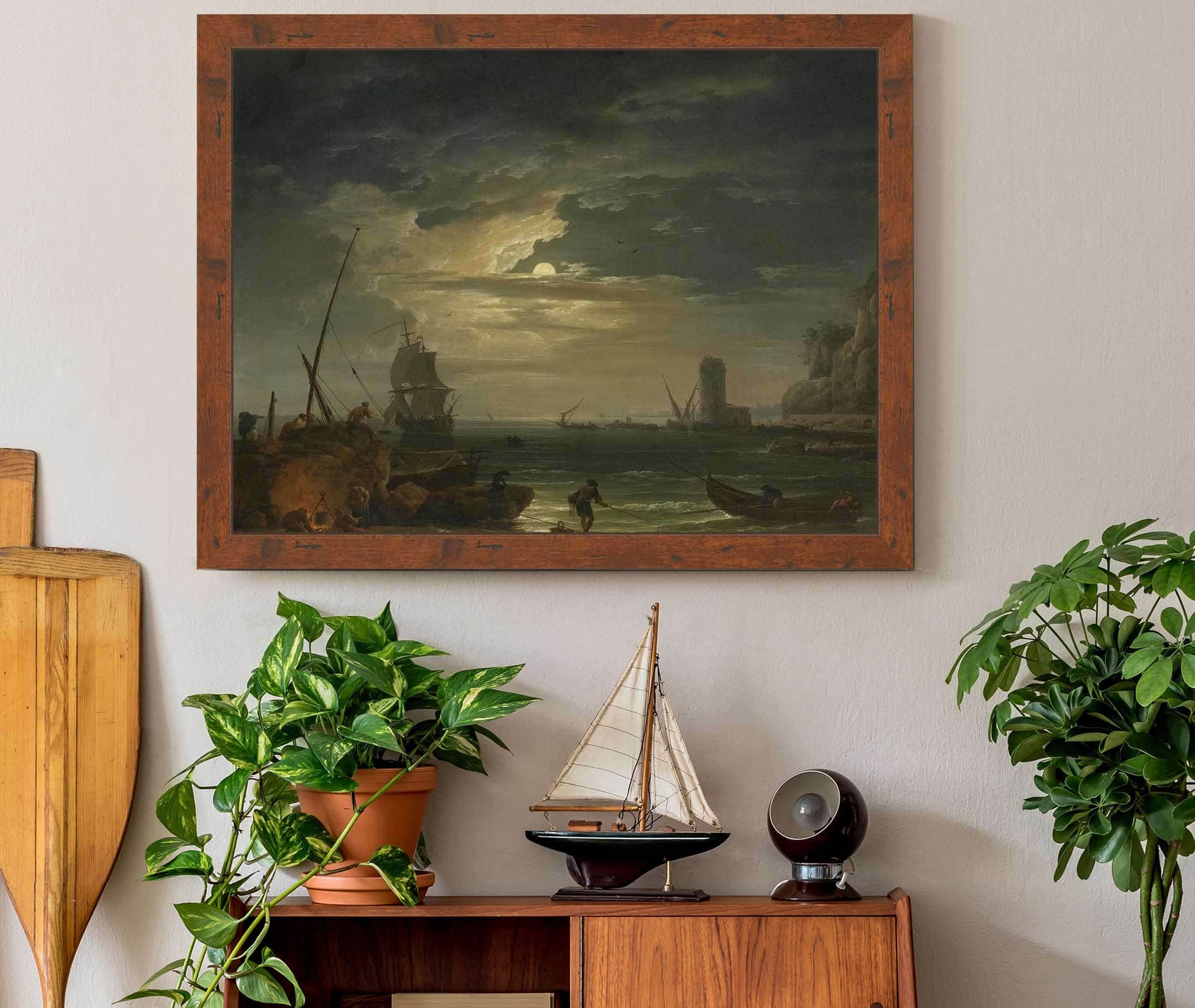 A Mediterranean Inlet By Moonlight by Claude Joseph Vernet - Image 3