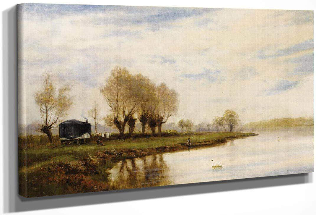 A Misty Morning The Tow Path At Shepperton By Alfred De Breanski