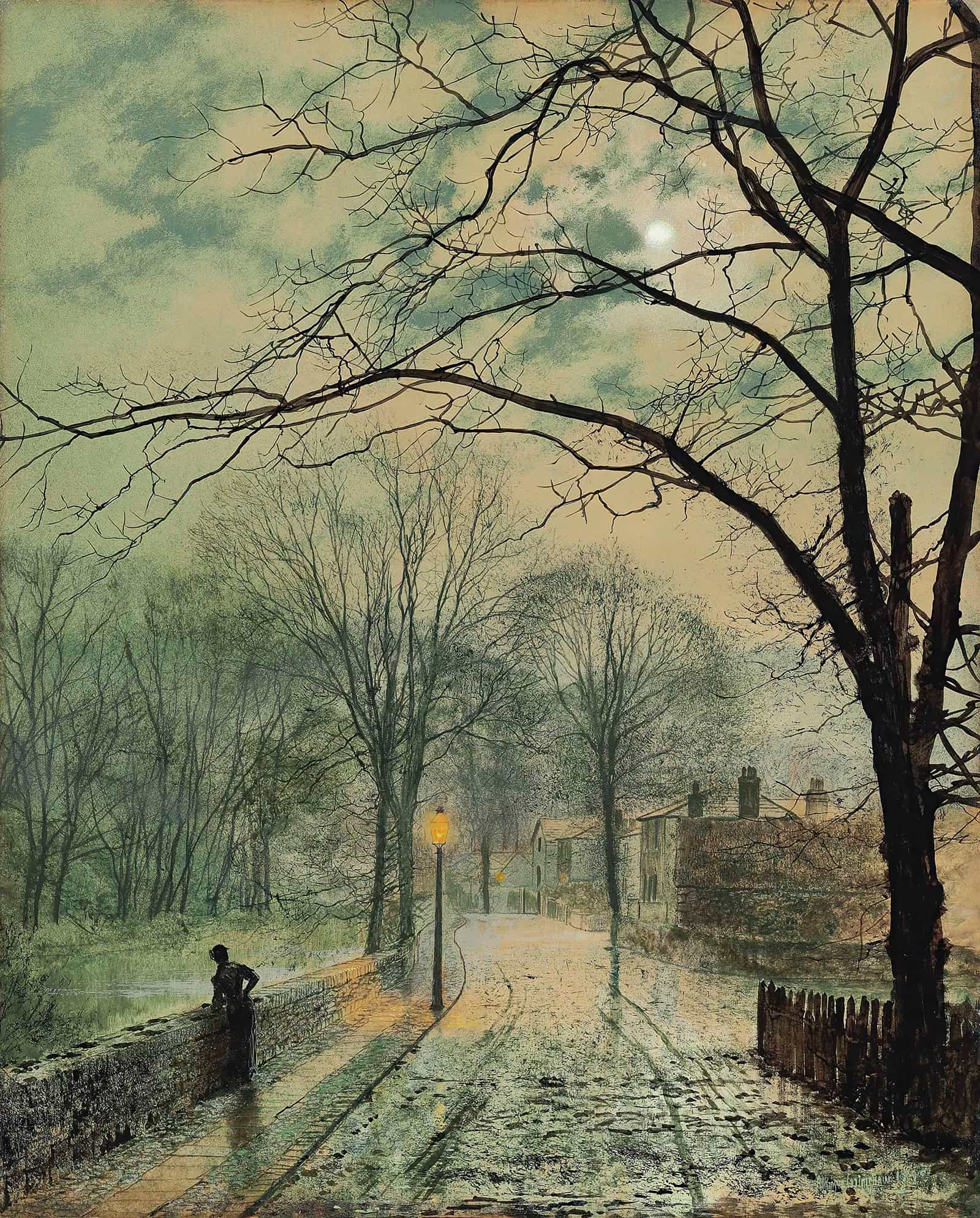 A Moonlit Stroll Bonchurch Isle Of Wight by John Atkinson Grimshaw - Image 2