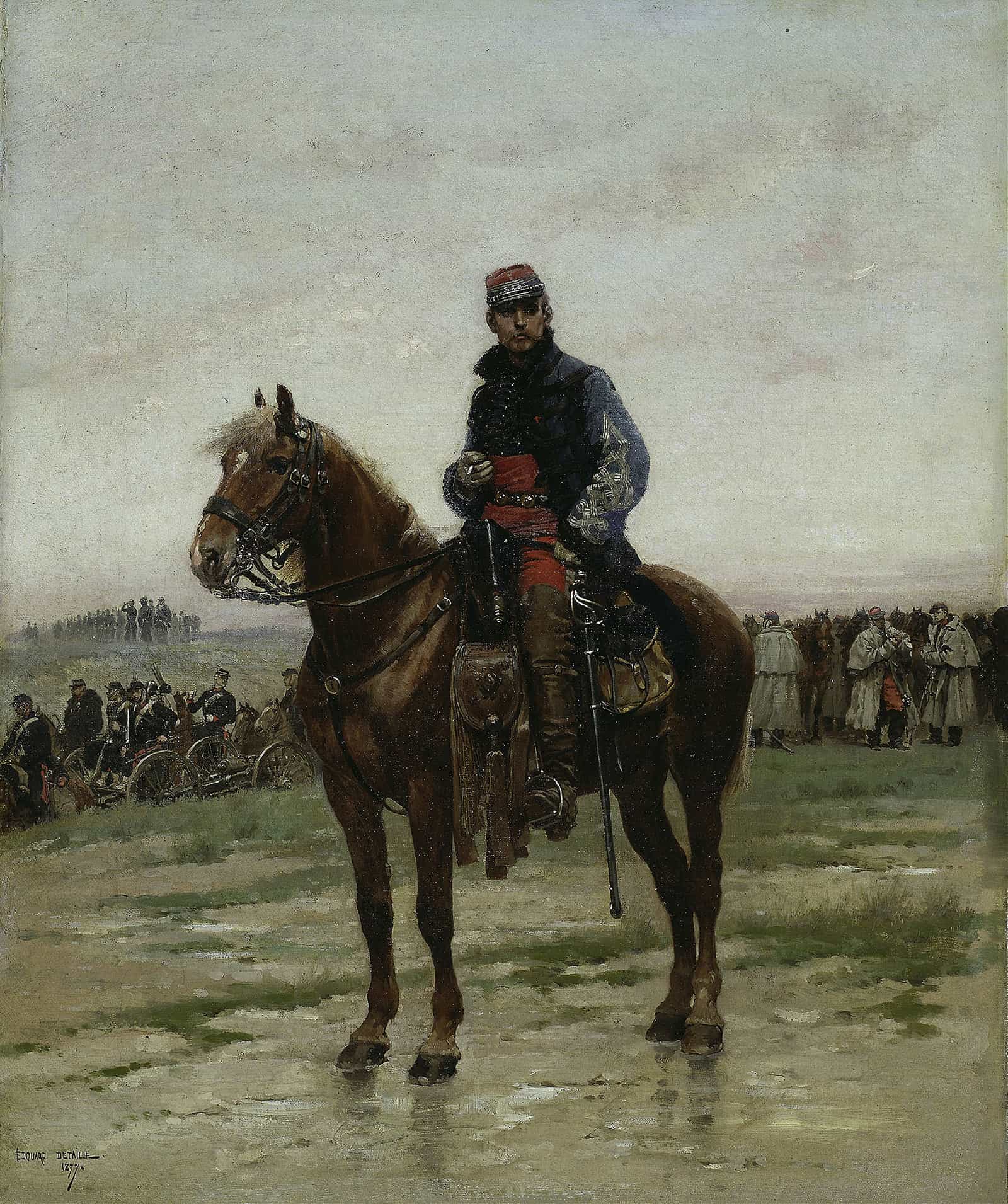A Mounted Officer by Jean Baptiste Edouard Detaille - Image 2
