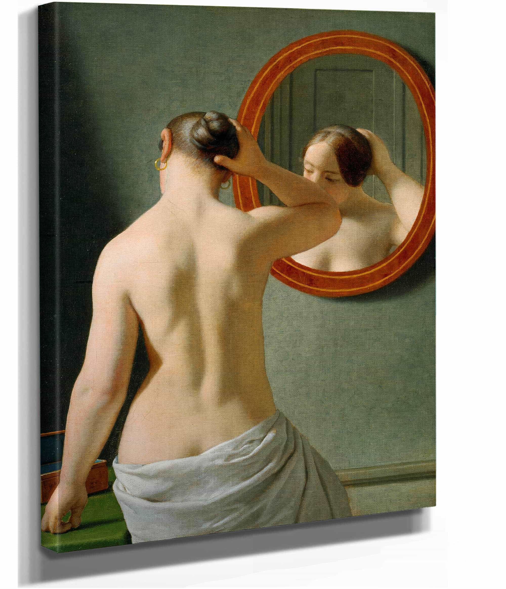 A Nude Woman Doing Her Hair Before A Mirror by Christoffer Wilhelm Eckersberg - Image 2