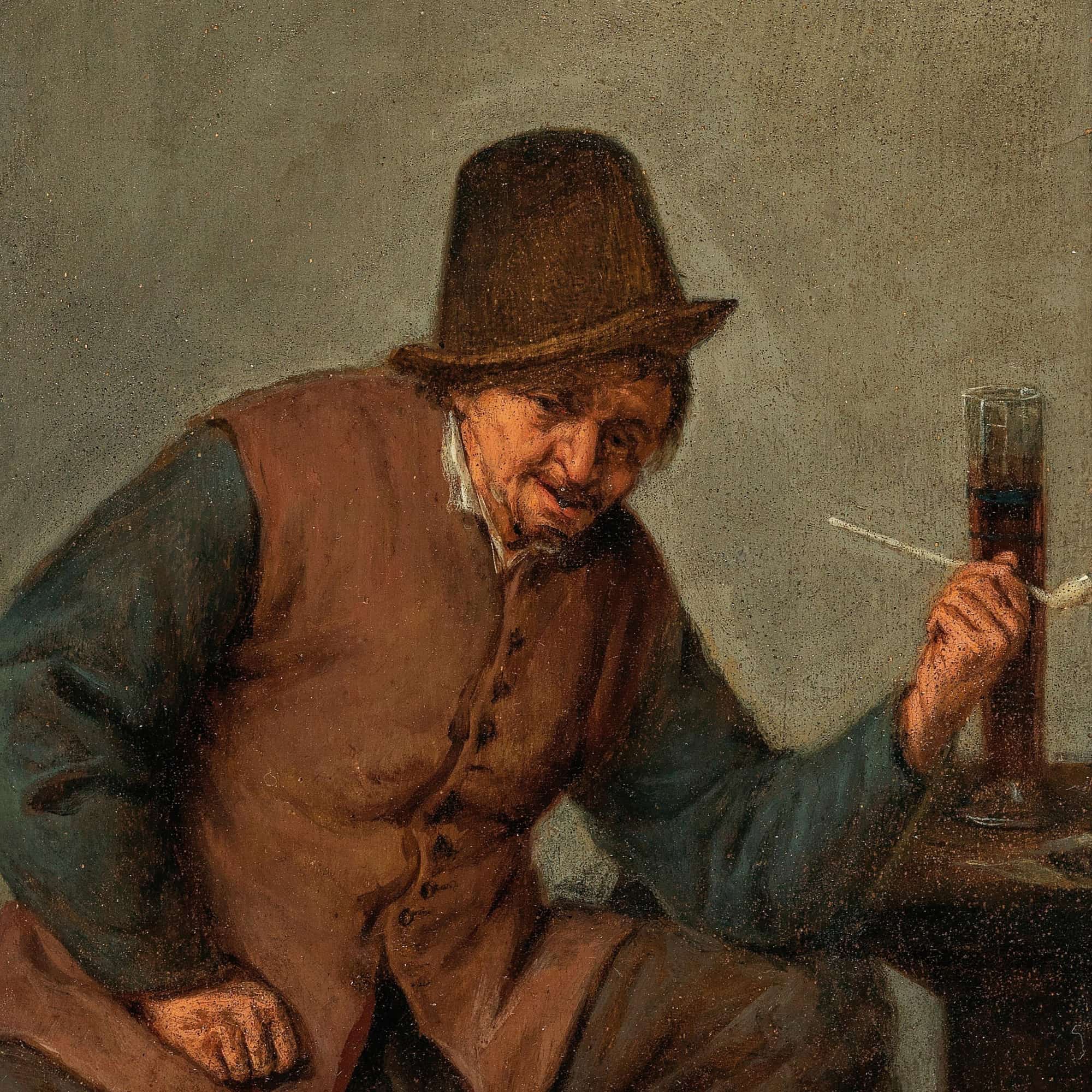 A Peasant Smoking by Adriaen Van Ostade - Image 4