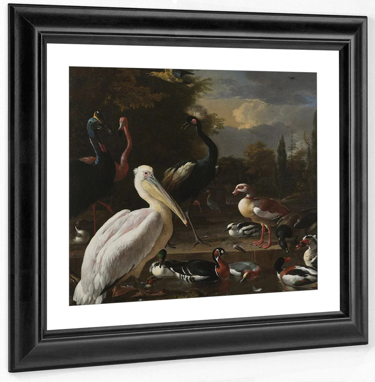A Pelican And Other Birds Near A Pool Aka The Floating Feather By Melchior De Hondecoeter - Image 2