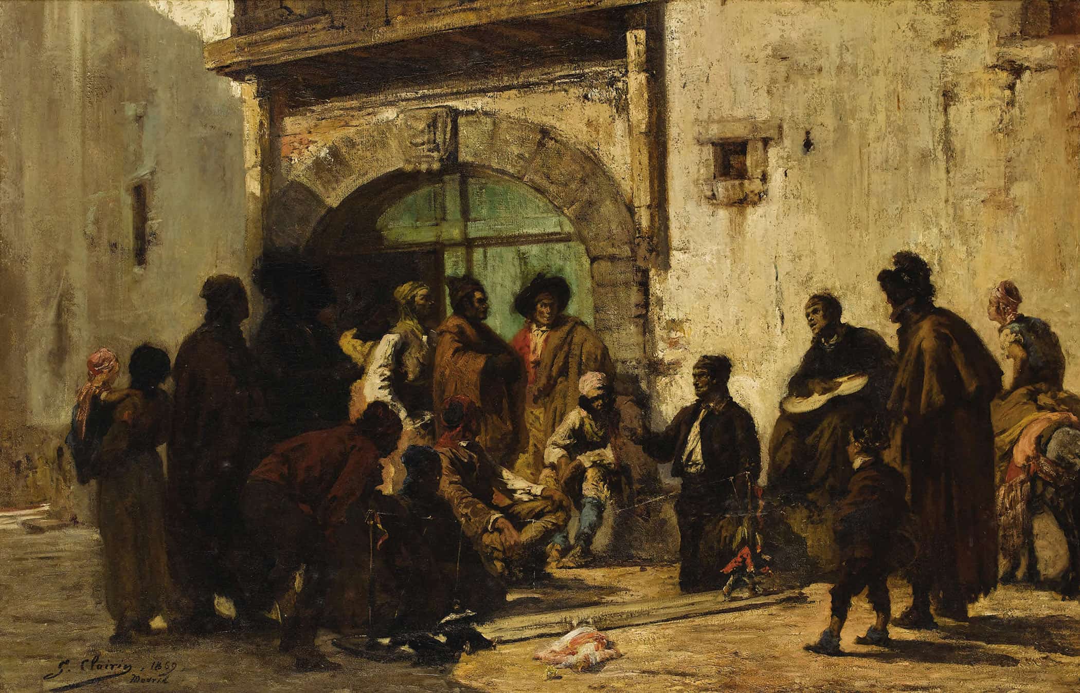 A Puppetshow On A Spanish Street by Georges Jules Victor Clairin - Image 2