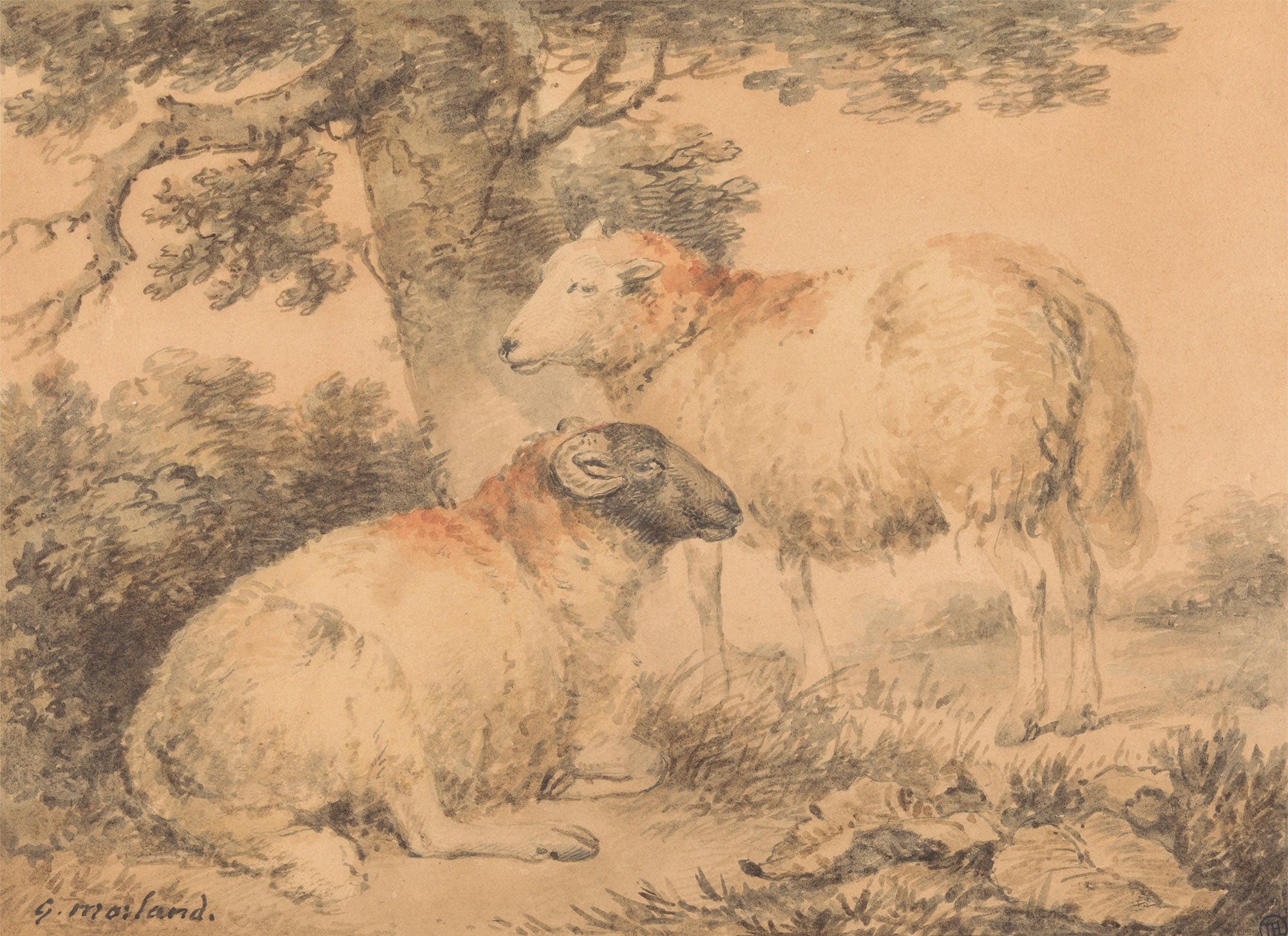 A Ram And Ewe In A Landscape by George Morland - Image 2