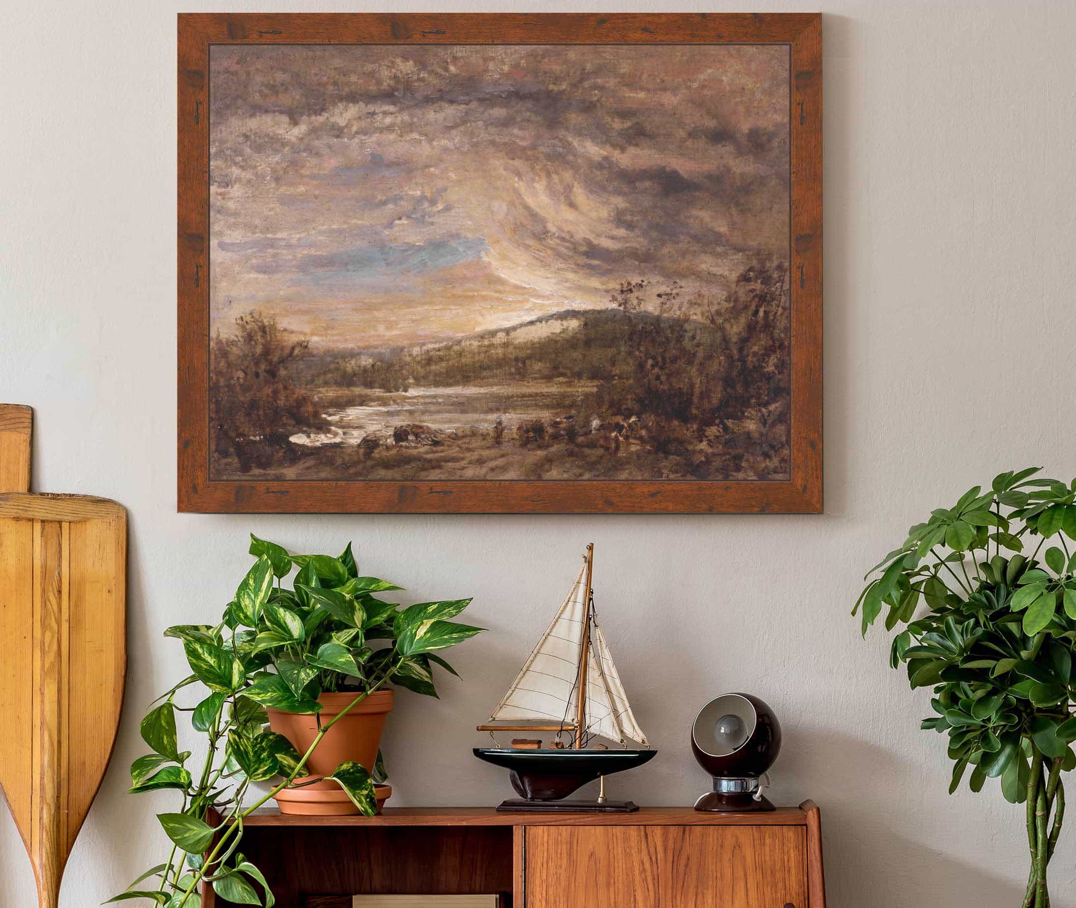 A River Landscape by John Linnell - Image 3