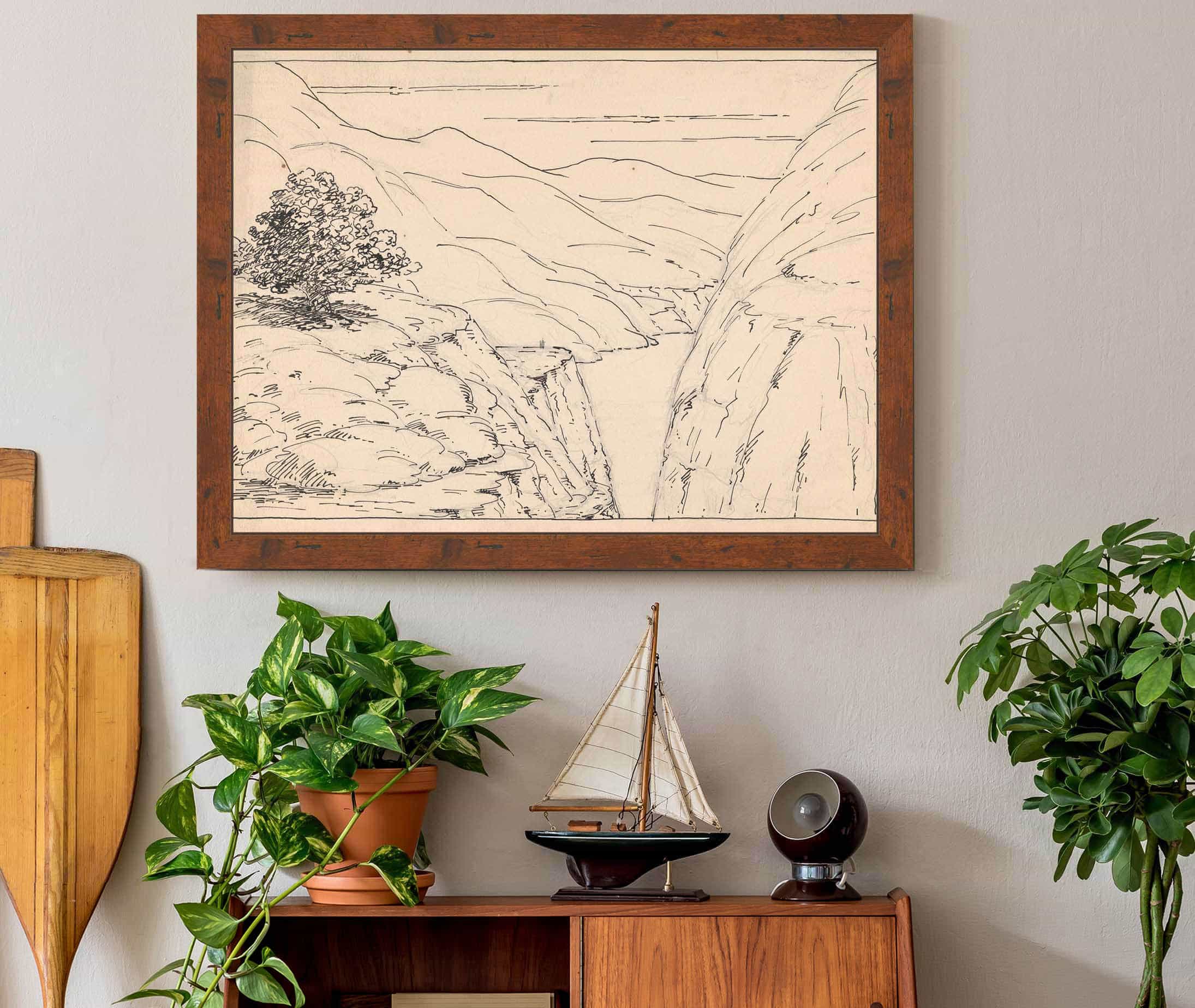 A River Landscape With Steep Cliffs by Herbert Crowley - Image 2