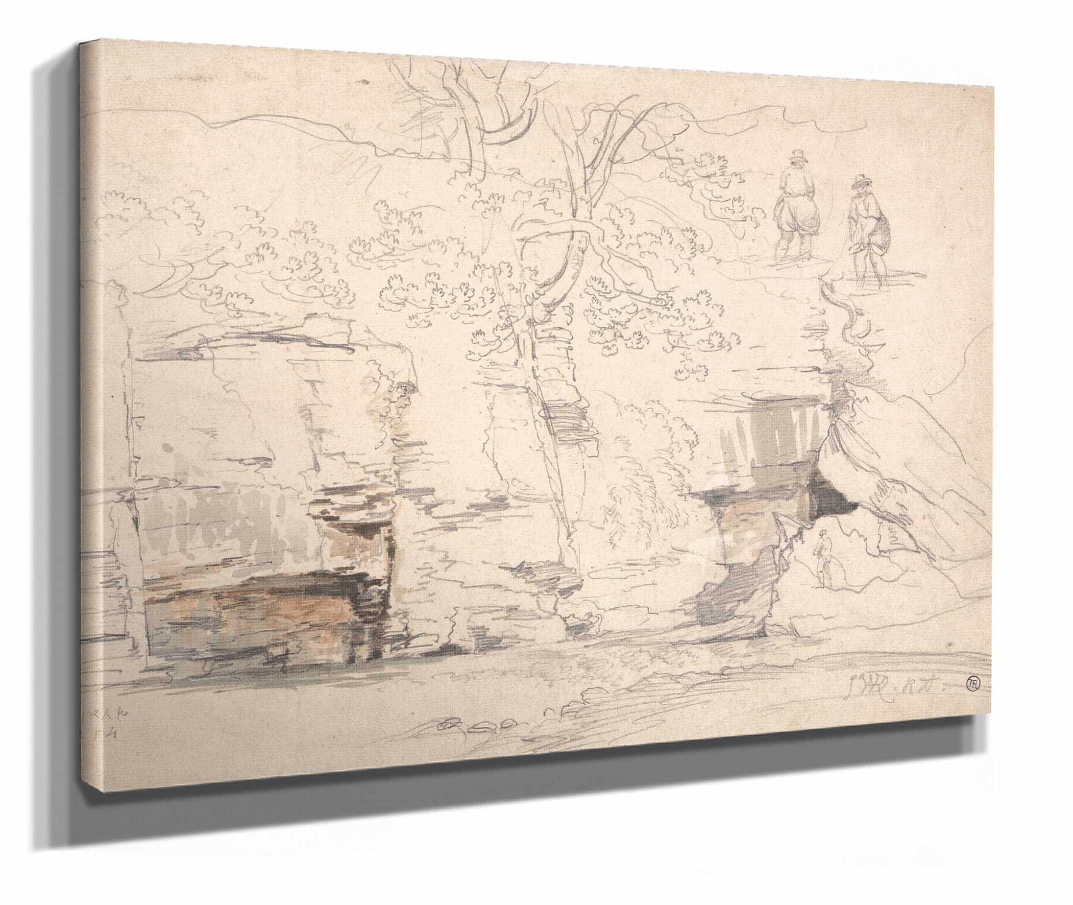 A Rocky Hillside With Trees And Figures by James Ward - Image 2