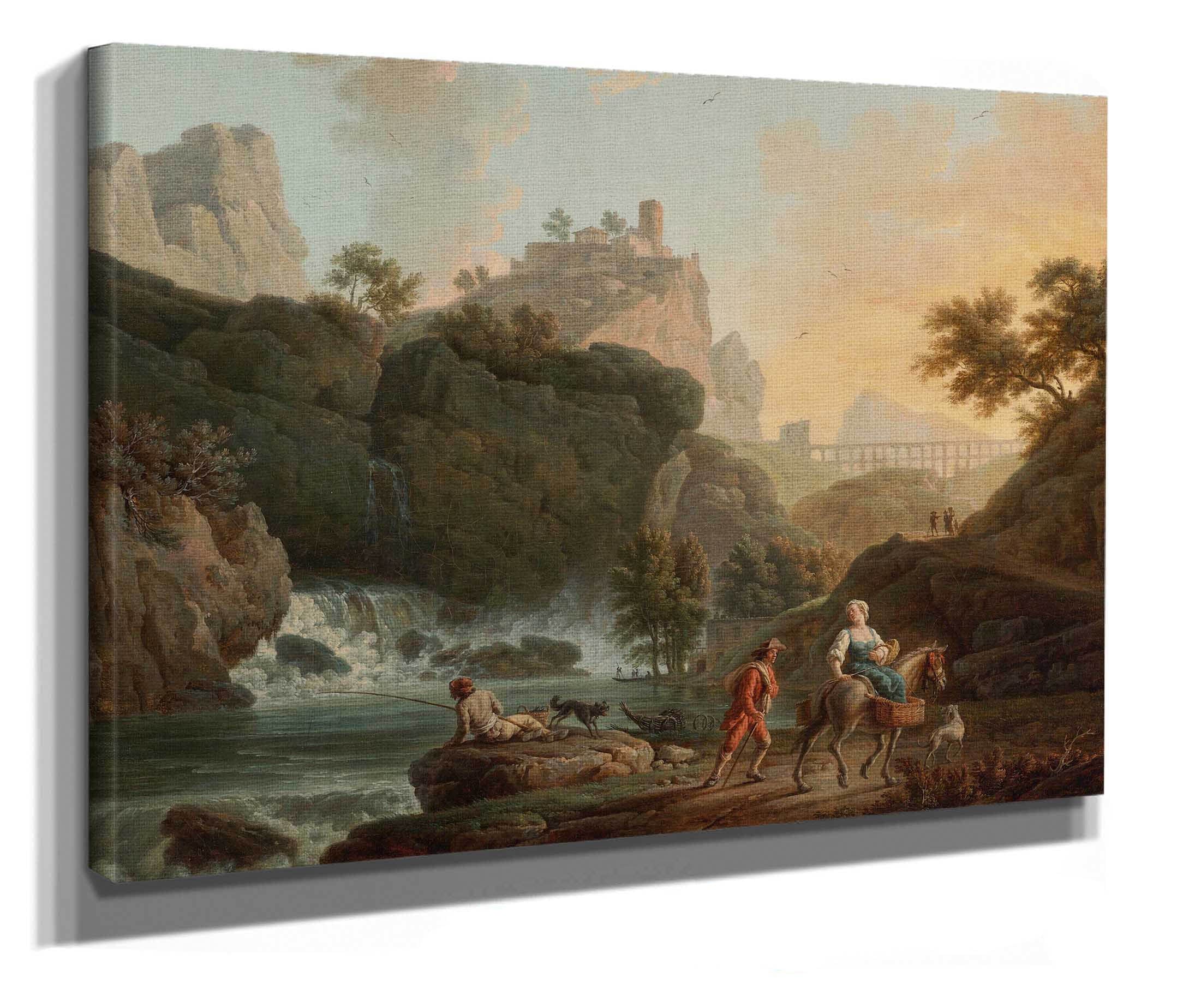A Rocky Landscape With A Fisherman And Travellers In The Distance by Claude Joseph Vernet - Image 2