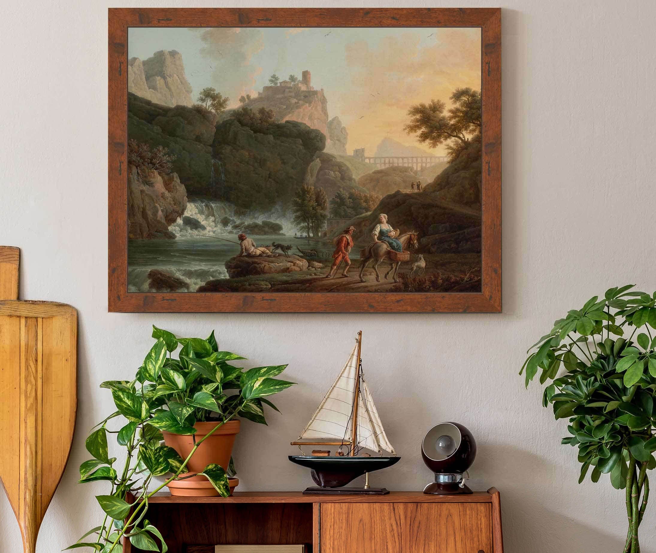 A Rocky Landscape With A Fisherman And Travellers In The Distance by Claude Joseph Vernet - Image 3
