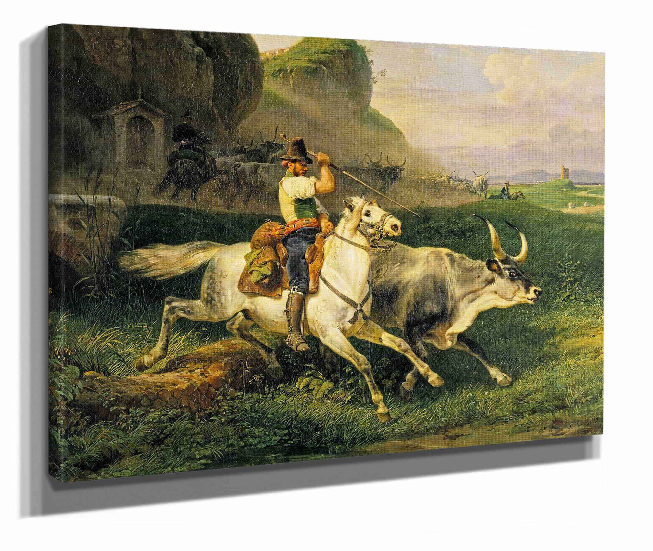 A Roman Herdsman Driving Cattle by Horace Vernet - Image 2