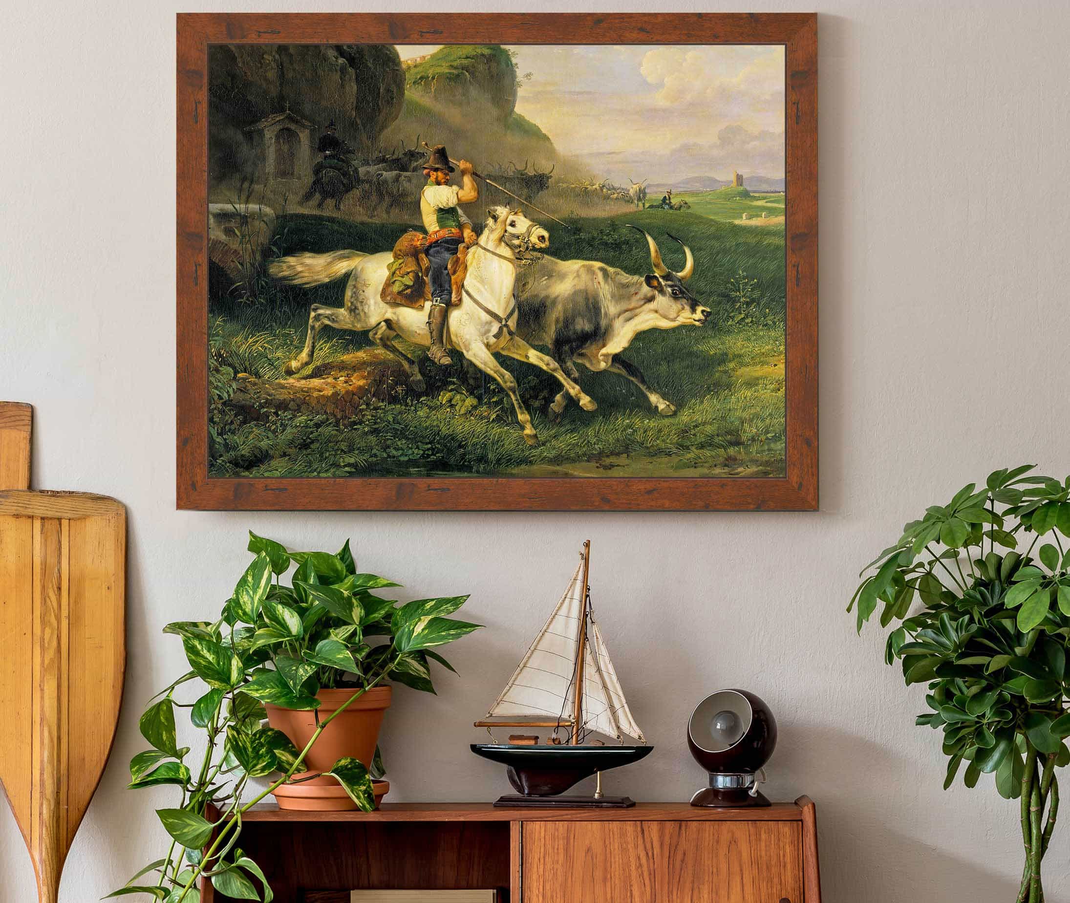 A Roman Herdsman Driving Cattle by Horace Vernet - Image 3