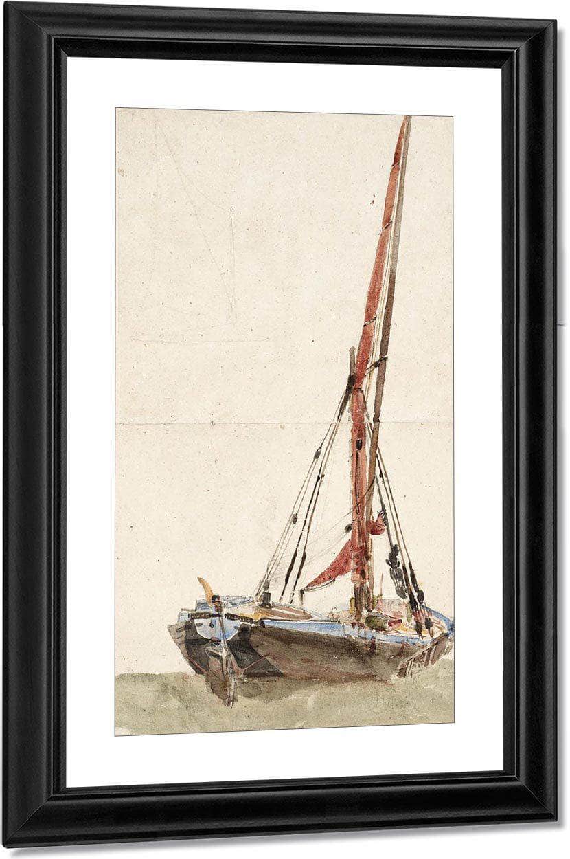 A Ship. Verso Open Landscape By David Cox - Image 3