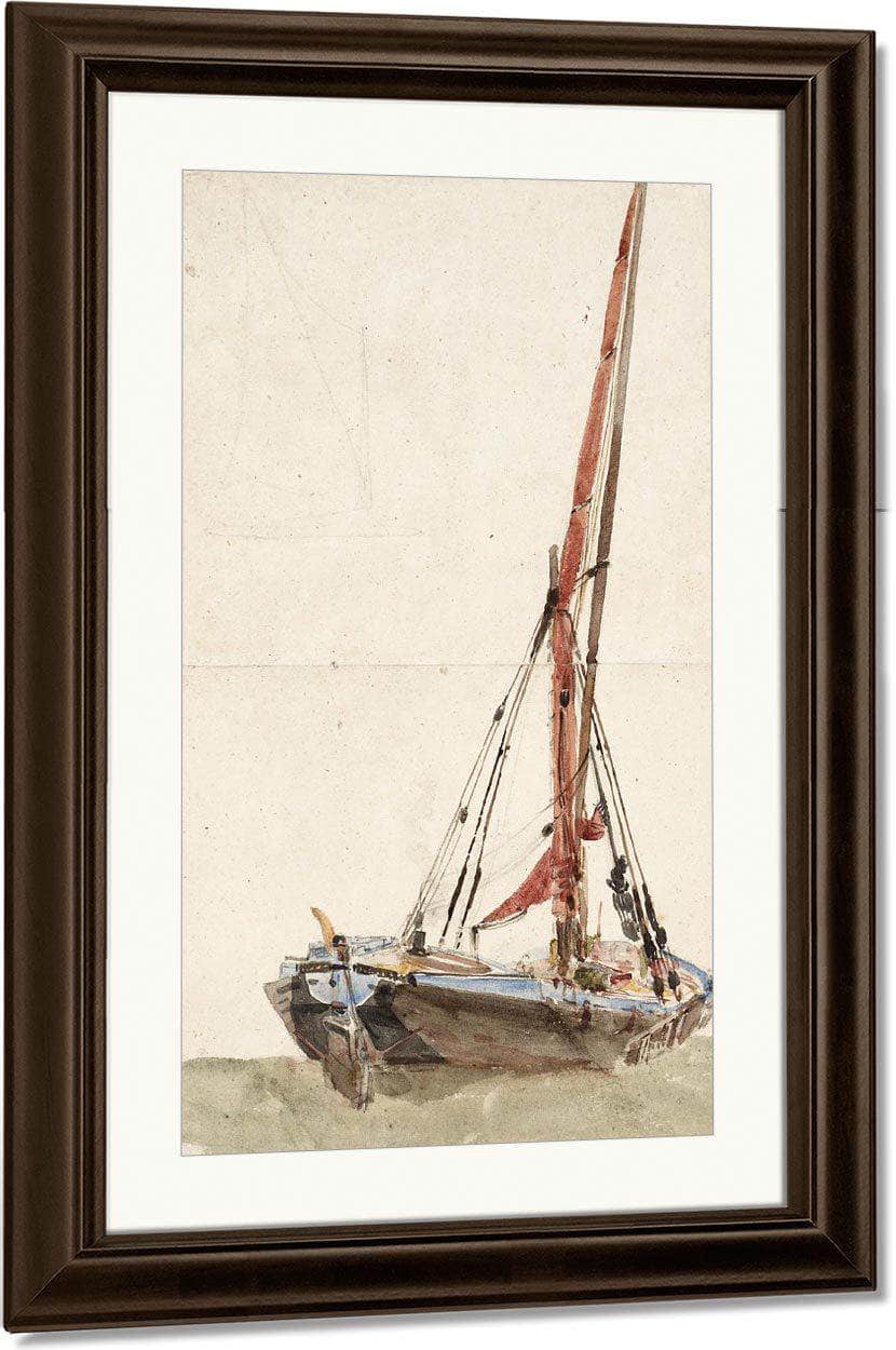 A Ship. Verso Open Landscape By David Cox - Image 4