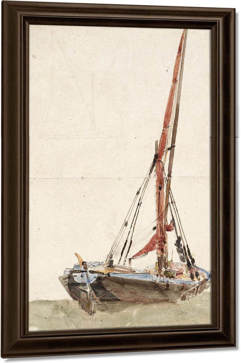 A Ship. Verso Open Landscape By David Cox - Image 5