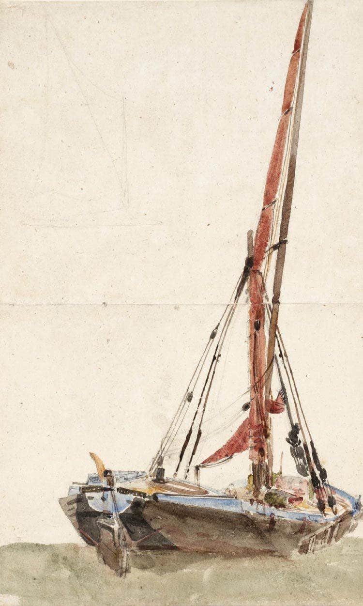 A Ship. Verso Open Landscape By David Cox - Image 6