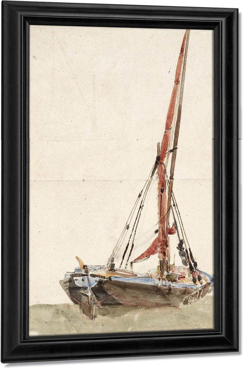 A Ship. Verso Open Landscape By David Cox - Image 7